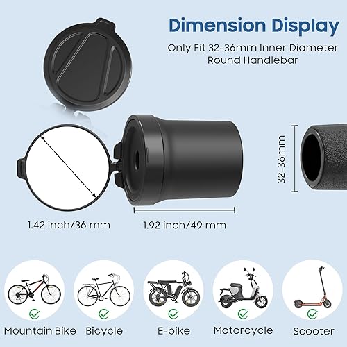 Miniatura 2 de MoKo 2 espejos de bicicleta, espejos giratorios de 360 para manillar, práctico espejo retrovisor seguro, espejo de silicona acrílica duradera para