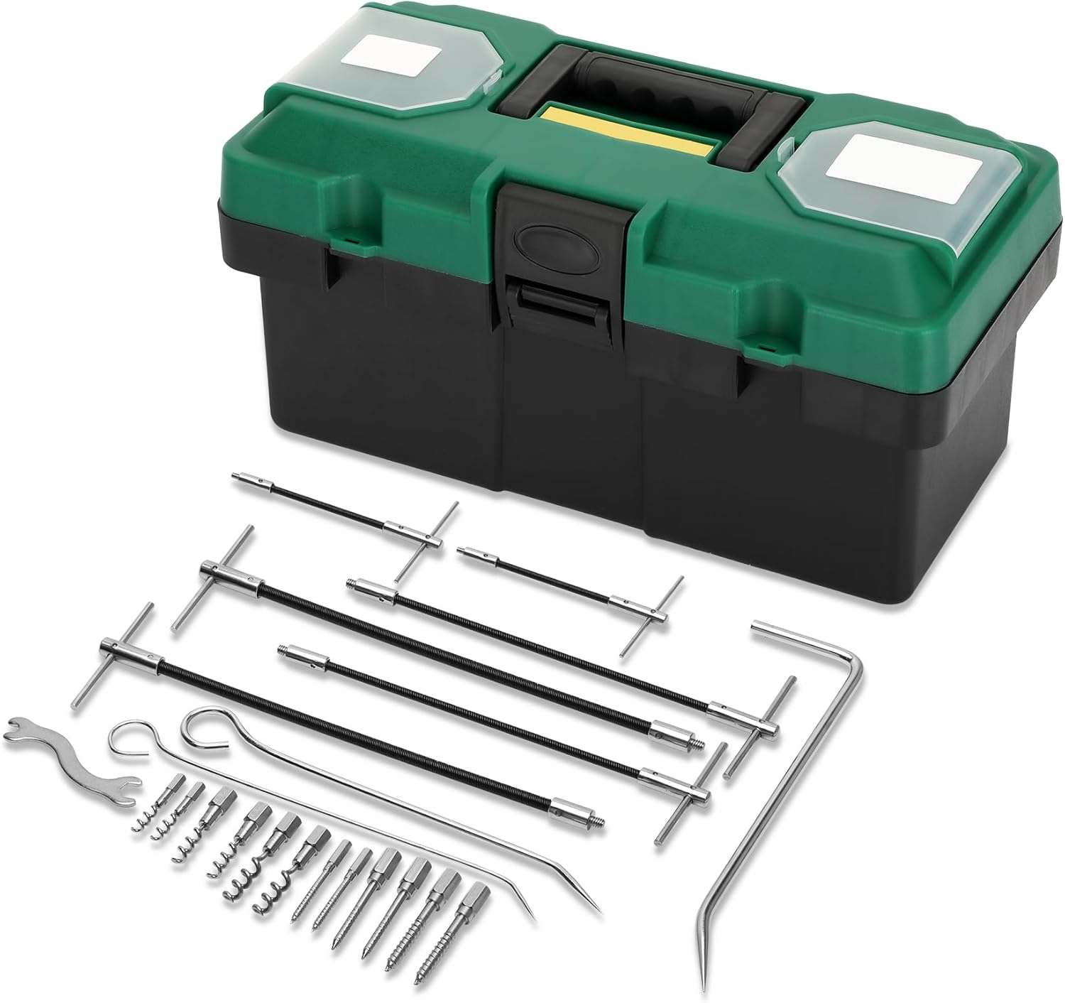 23pcs Packing Extractor Set, Portable Packing Puller Tool, Flexible Shaft Corkscrew Hook Extractor, Stainless Steel Packing Tool Set, Packing Removal Kit with Toolbox and Different Tips and Lengths