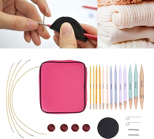 Miniatura 4 de Yitengteng Agujas de tejer circulares de 0.108 in-0.394 in con, 13 pares de agujas de tejer intercambiables