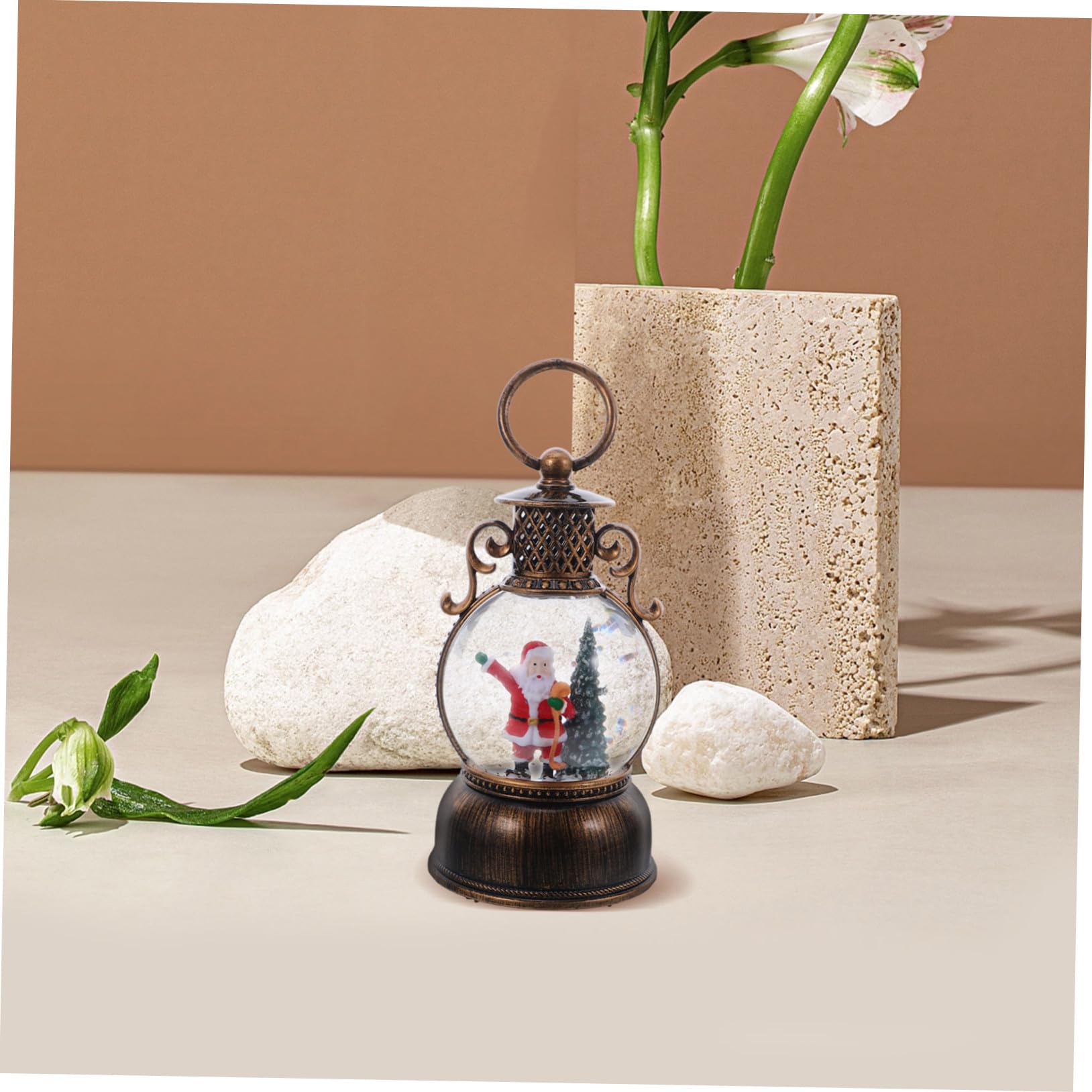 PRETYZOOM Globo di Neve Carillon Natalizio Lanterna Decorativa Luminosa Cavo USB Ornamento Musicale per Feste Decorazione Interna per Caminetti e Tavoli
