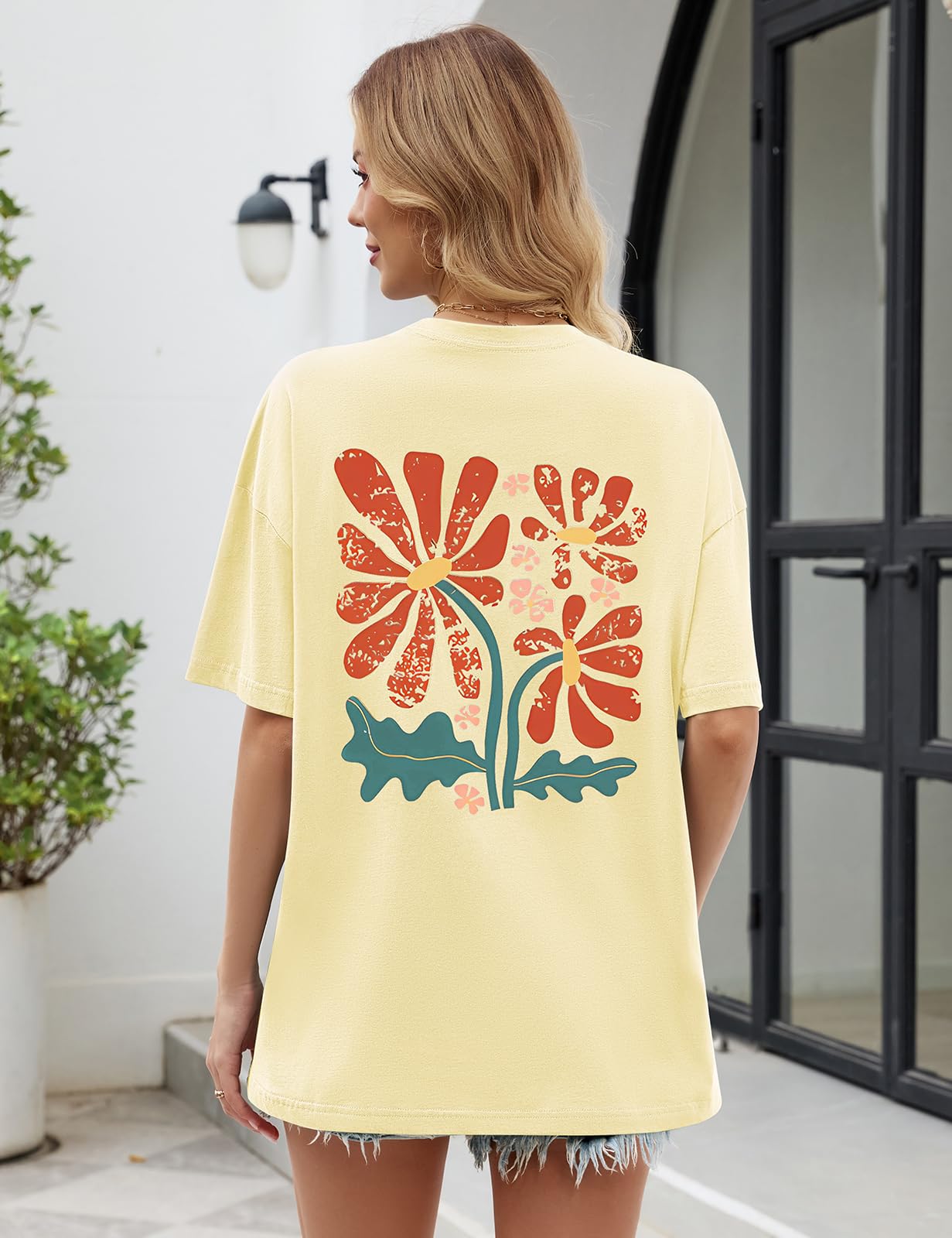 Koszulka damska oversize Bardzo szeroka koszulka z okrągłym dekoltem bawełniana koszulka z krótkim rękawem szykowna koszulka z nadrukiem top damski plus size top damski lato