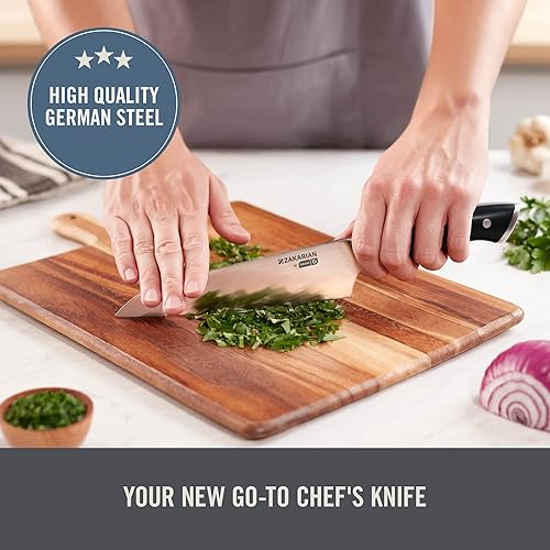 Miniatura 9 de DASH Zakarian - Cuchillo de chef de 7 pulgadas, cuchillo de cocina de acero inoxidable alemán de alto carbono con funda, azul