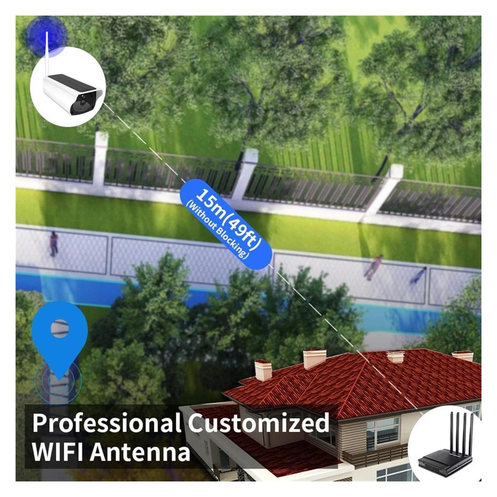 Kamery bezpieczeństwa, 2MP zasilana energią słoneczną kamera IP Alarm PIR wykrywanie ruchu Dwukierunkowy panel bezpieczeństwa audio do użytku na zewnątrz(2MP Cam Battery 64G)
