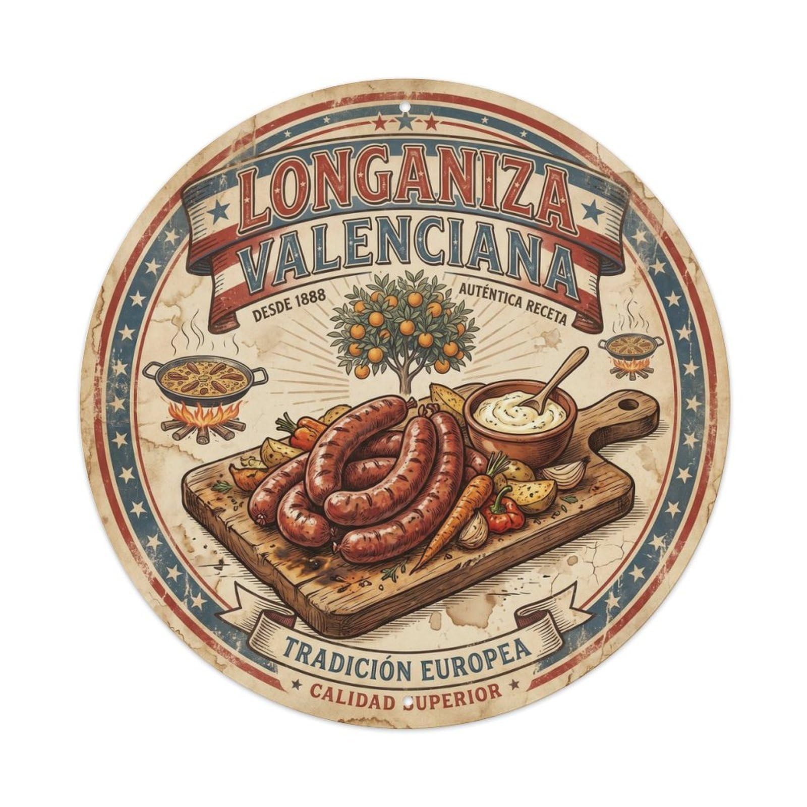 Spanish Culinary Culture Longaniza Valenciana Travel Metal Tin Sign