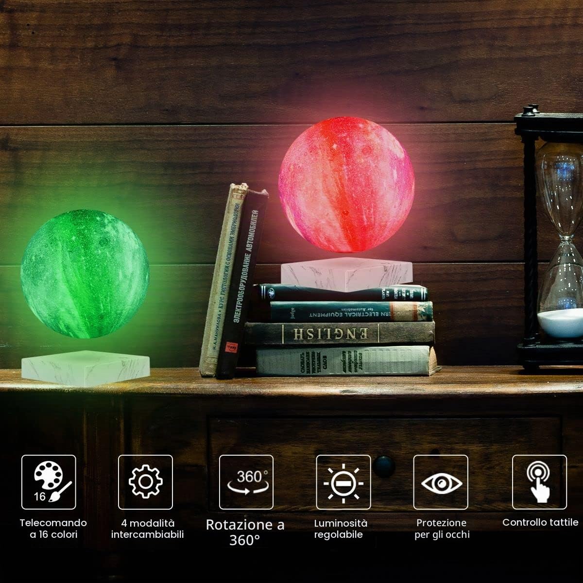 Lampada Magnetica Fluttuante e Filatura Lunare con Telecomando, 16 Colori LED 3D Luci Notturne Galassia per Decorazione Stanza, Regali di Compleanno