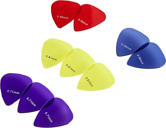 Amazon Basics Guitar Picks, Clear Colors, PC, 10-Pieces