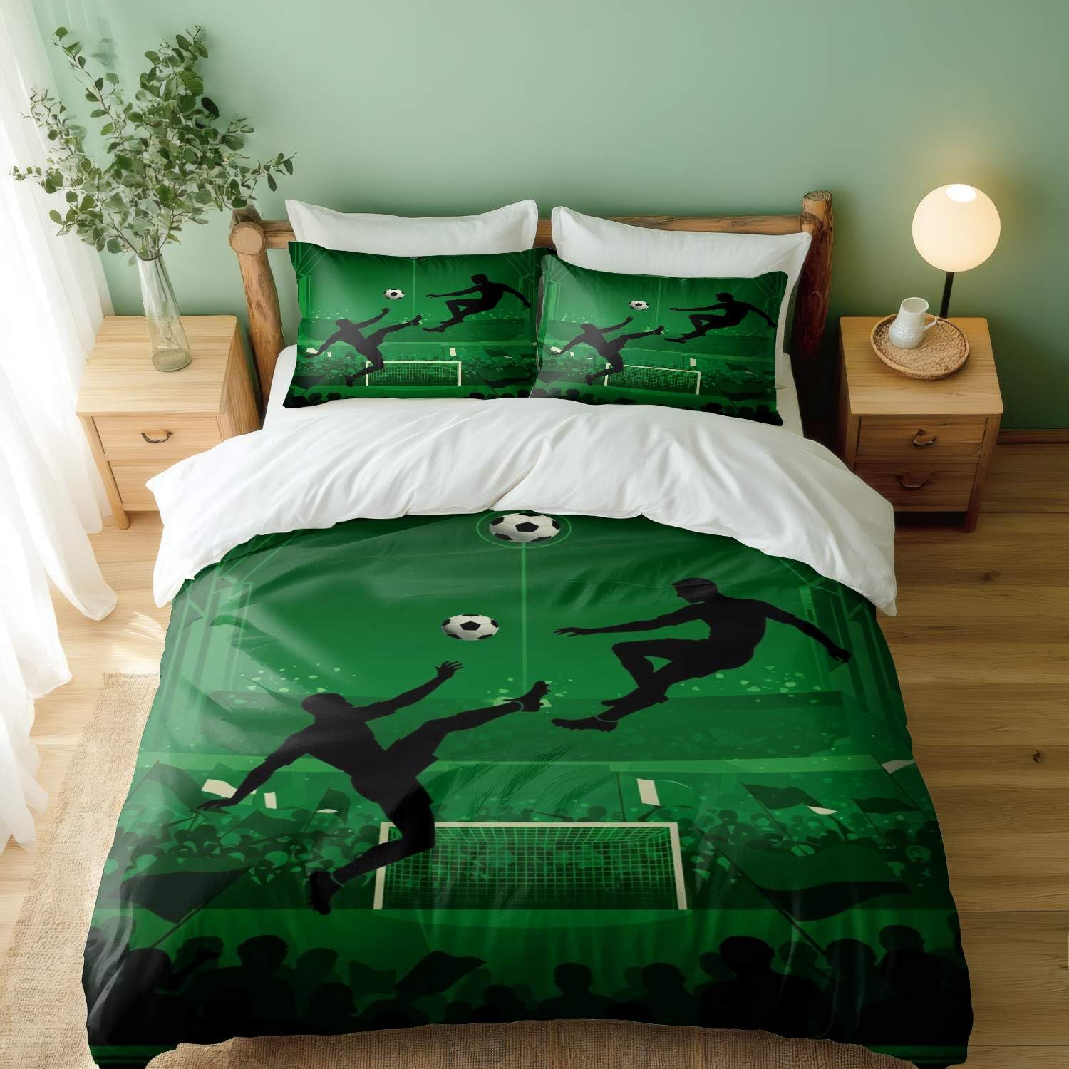 Linge de lit football 3 pièces pour rafraîchir la décoration d'un lit simple garçon