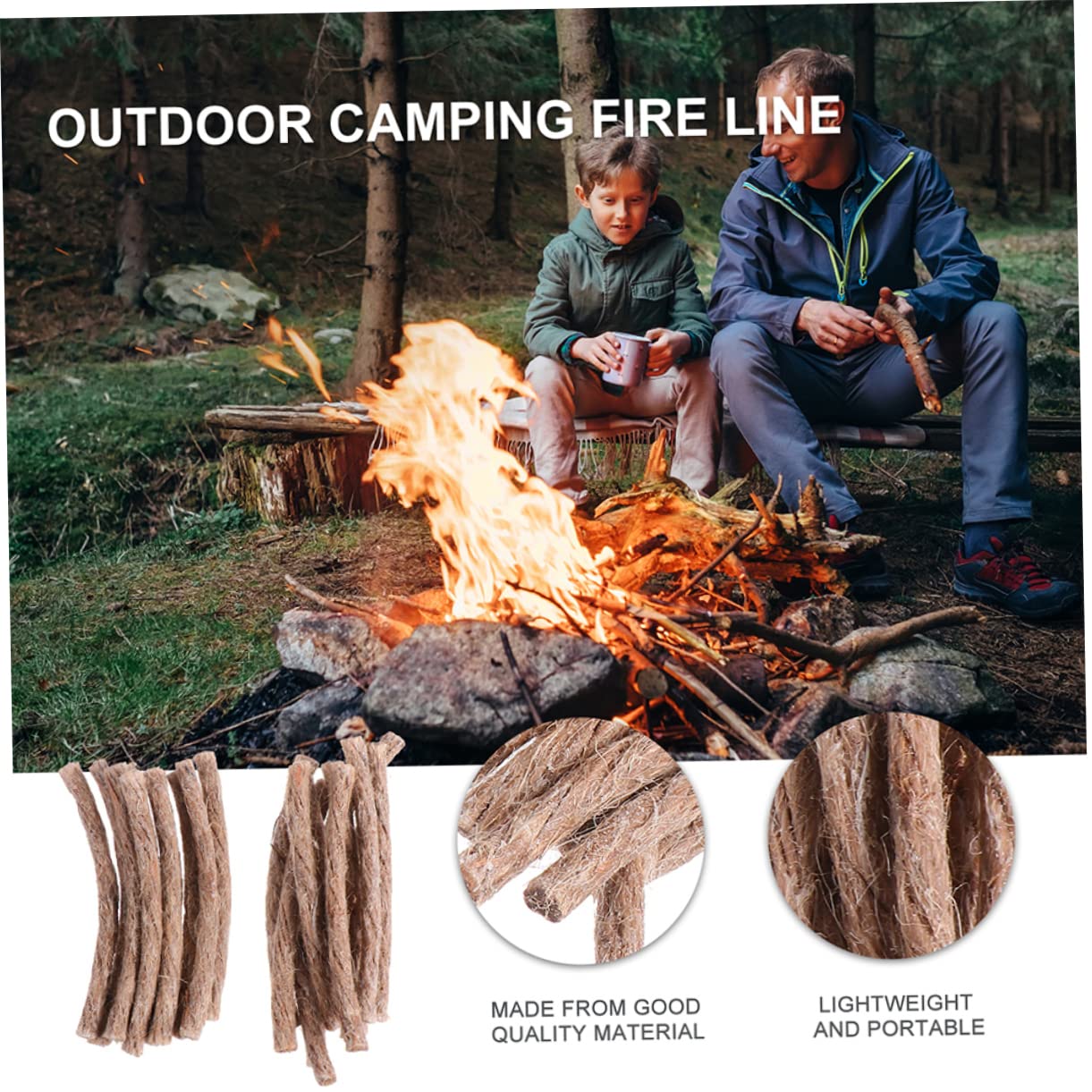 VANZACK 40pcs Portable Wick Cord for Outdoor Activities Practical Fire Starter for Hiking Camping Lightweight and Convenient