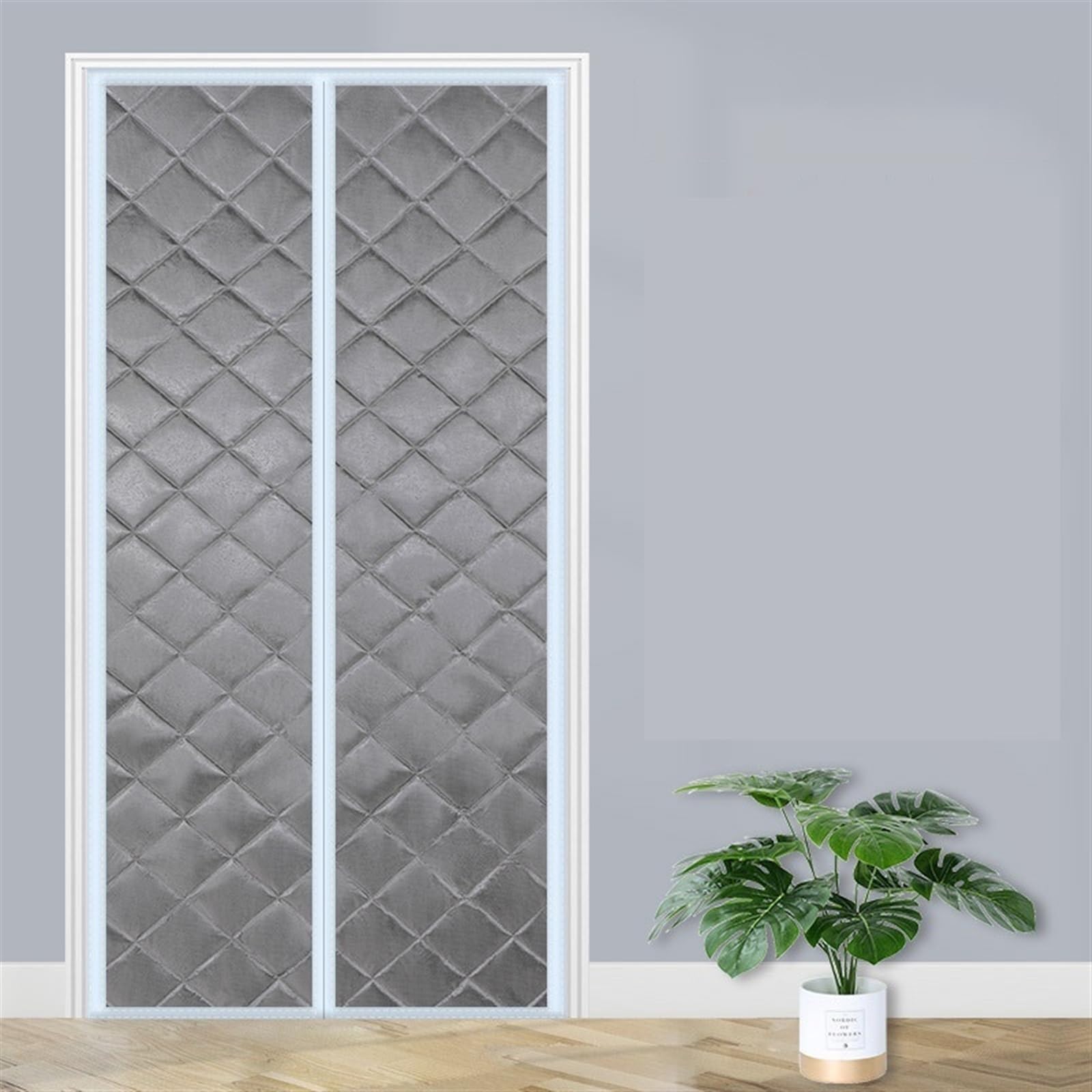 Tenda termica termica per porta, per l'inverno, magnetica, termica, per porta d'ingresso, mantiene al caldo e risparmia energia, grigio scuro, 90 x 210 cm