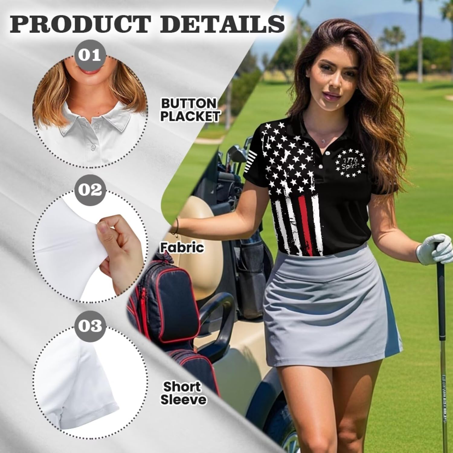 POLERO Womens Golf Shirt and Sun Visor Short Sleeve Tennis Tops for Women Moisture Wicking Golf Outfits