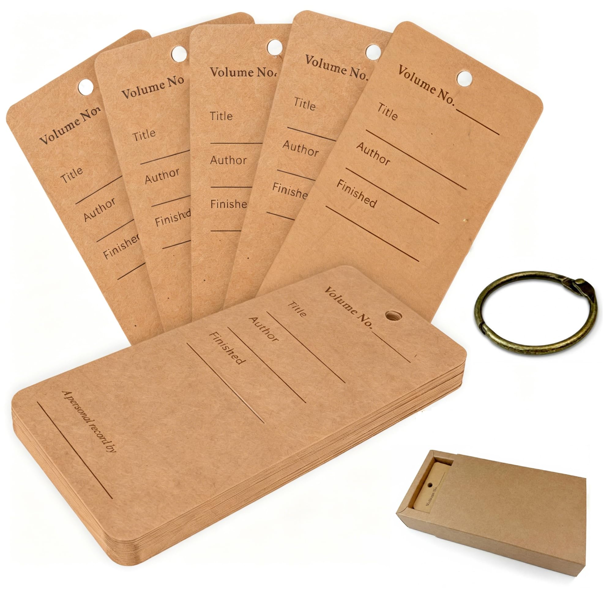 Segnalibri per libri di lettura per adulti e studenti, set vintage da 50 pezzi in carta kraft con 5 nappe colorate e anello, set regalo per diario personale (50)
