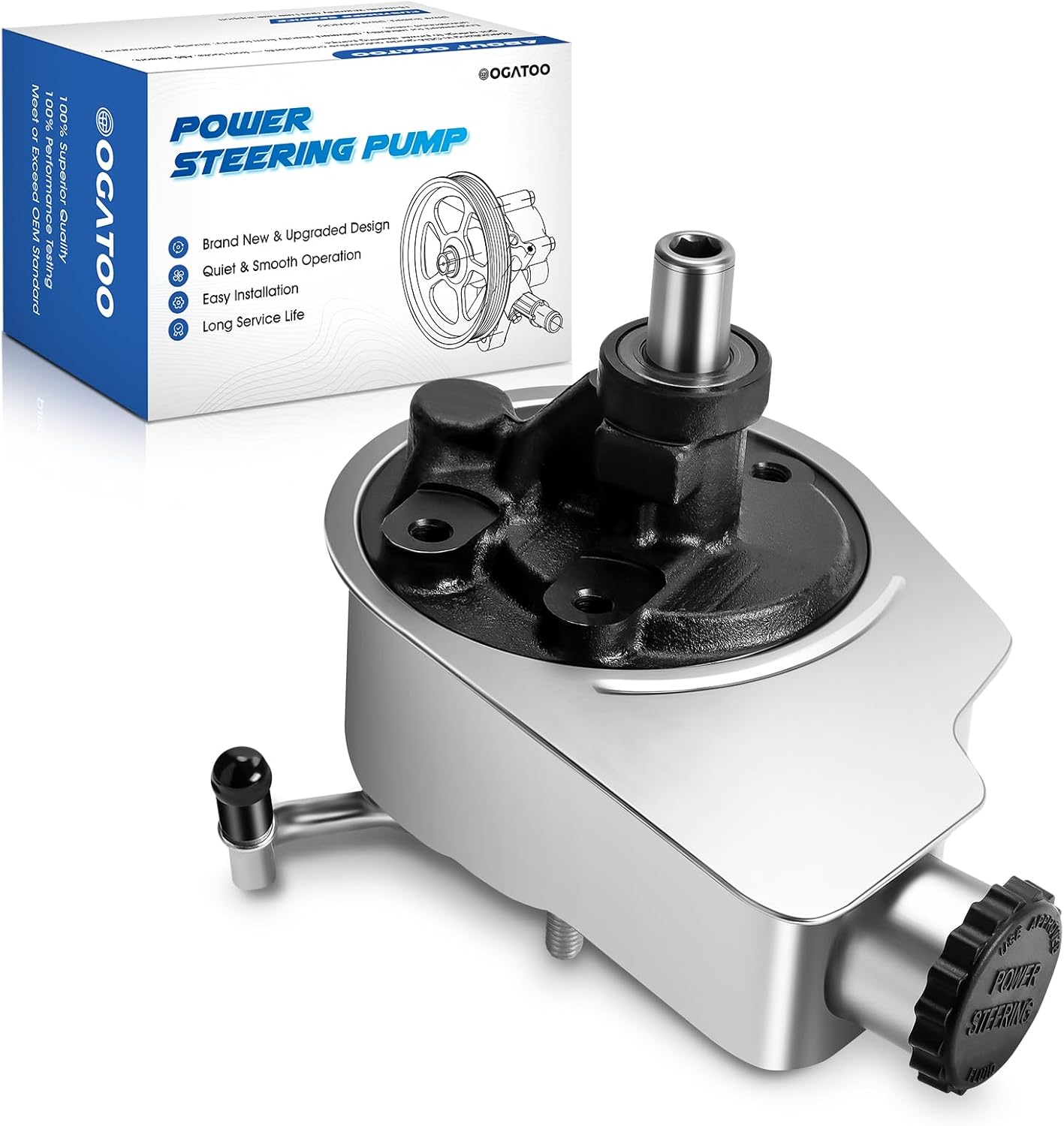 Power Steering Pump with Reservoir Fits for 1996-2014 Chevrolet GMC Cadillac Hummer Silverado Suburban 1500 Escalade Cheyenne Avalanche Sierra1500 Yukon Replaces 15076612,15234826, 20-8740