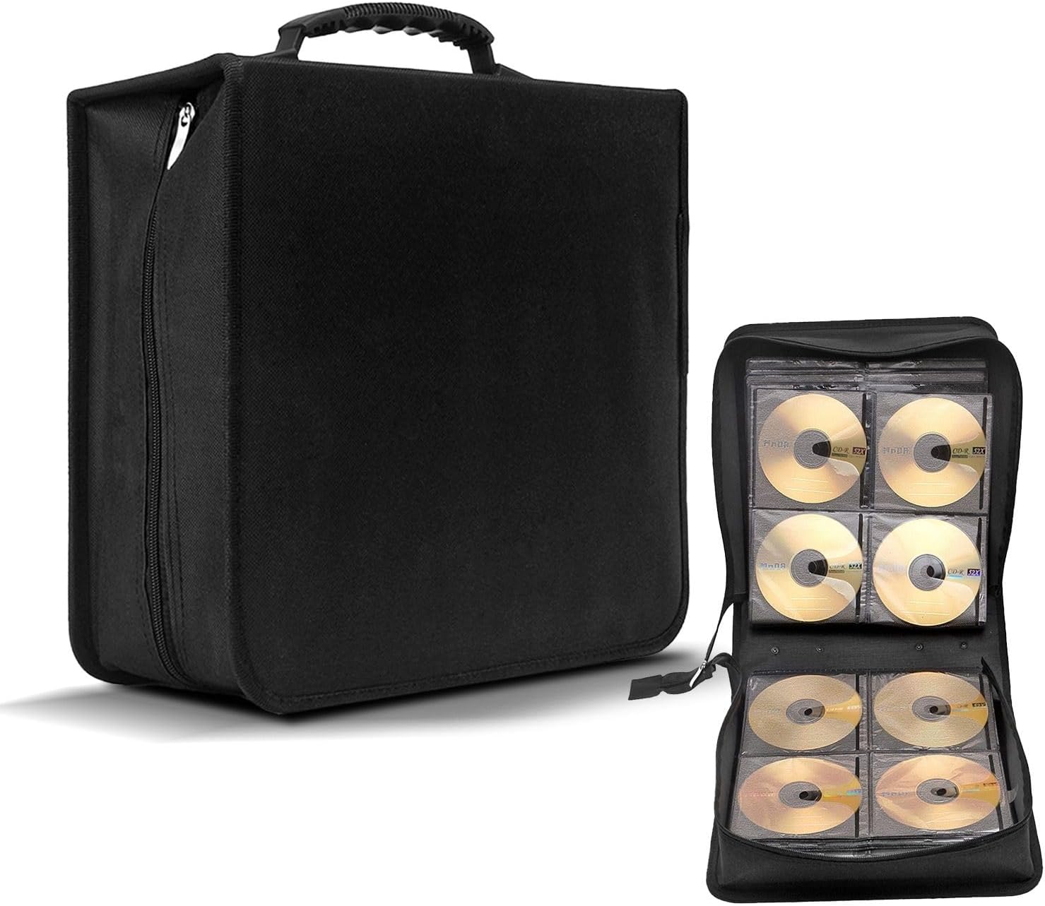 Flexzion CD & DVD Binder Storage Case Booklet - 288 Disc Capacity Large CD Holder Case Wallet Organizer, Portable DVD Holders Storage Cases with Carrying Sleeves for Home & Travel (Black)