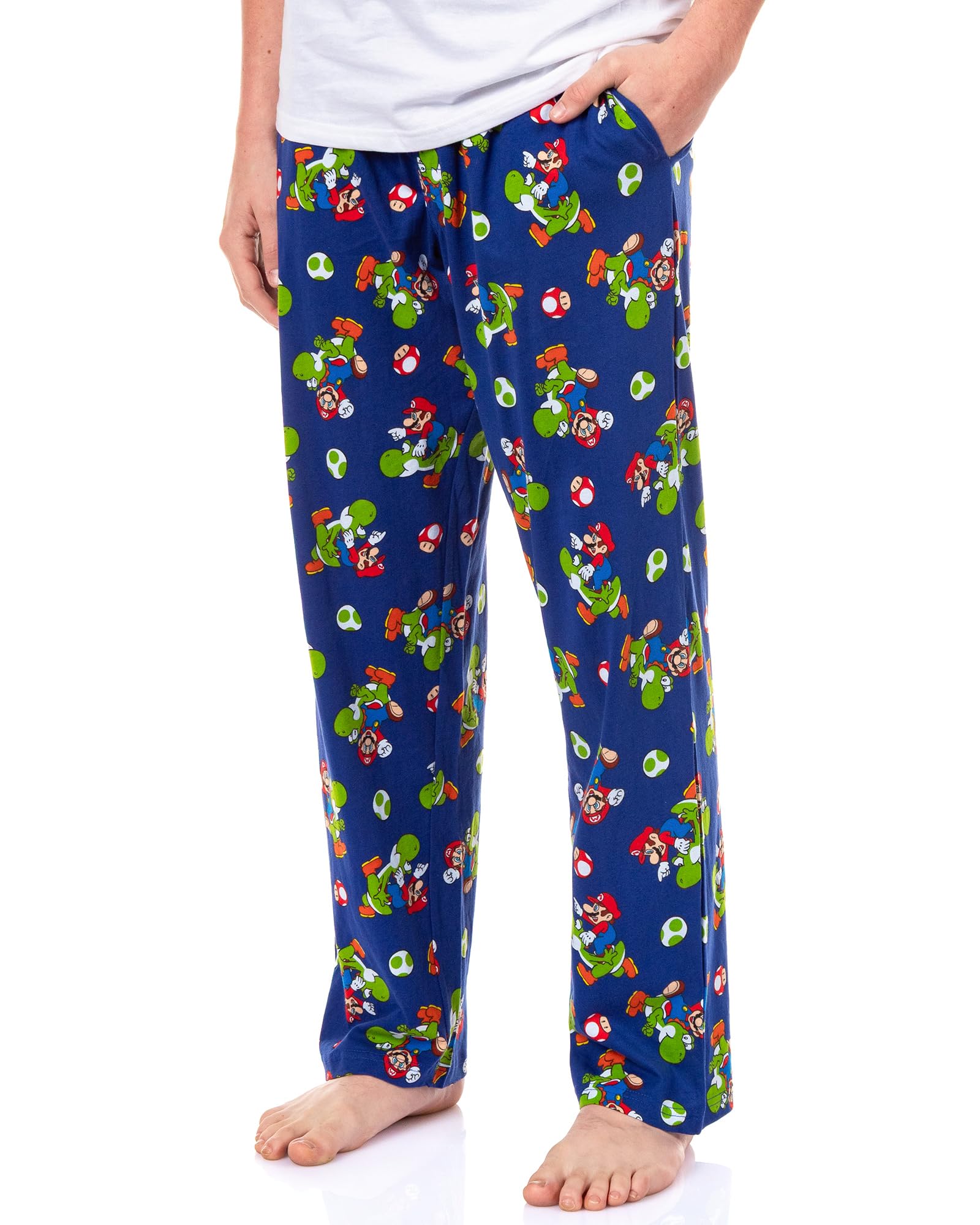 Nintendo Men's Mario and Yoshi Power Up Soft Touch Cotton Pajama Pants