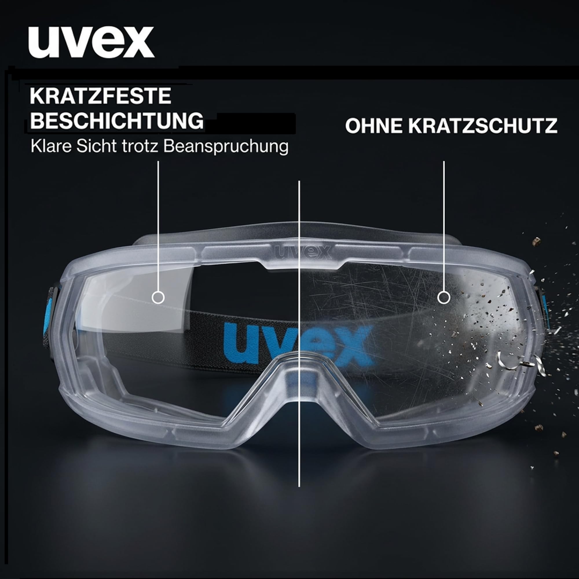 Uvex hypervision – Vollsichtbrille – Schutzbrille mit Panorama-Sichtscheibe - 100% UV-Schutz - beschlagfreie und kratzfeste Scheibe