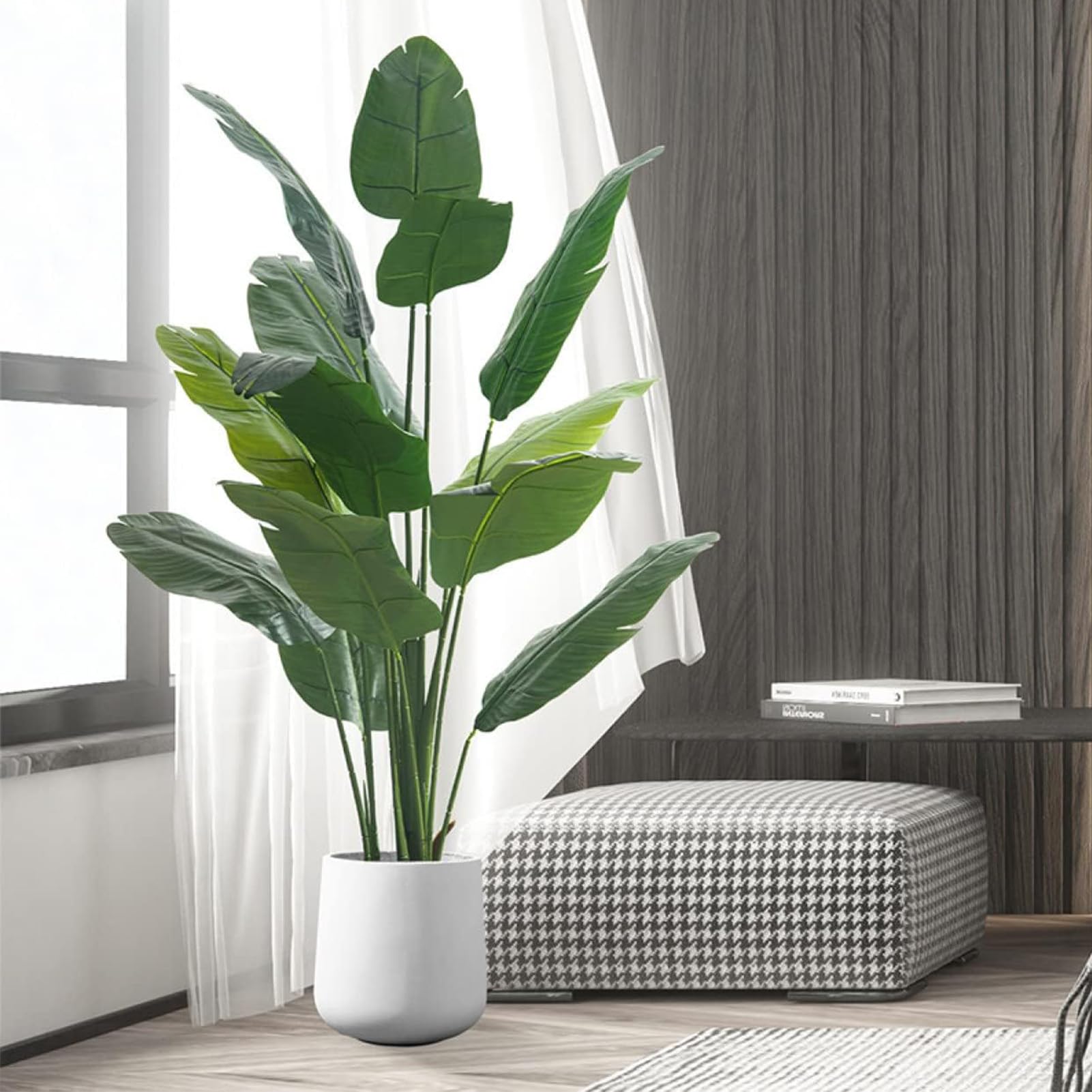 Amazon｜フェイクグリーン 大型 人工観葉植物 160cm 樹脂鉢 緑葉 観葉 