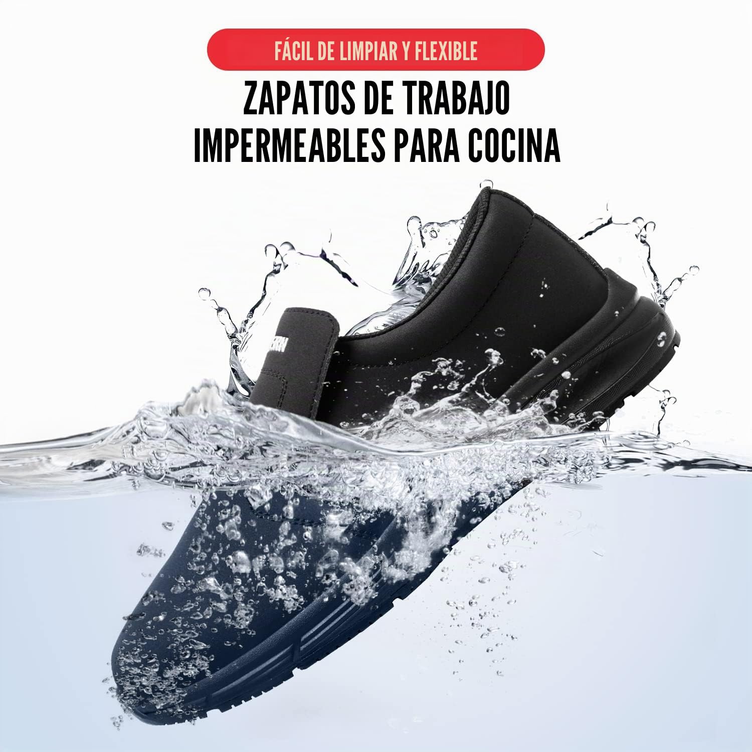 LARNMERN Zapatos Cocina Slip-On Hombre Anti-Deslizante Zapatillas Zapatos de Trabajo Impermeable Calzado Chef Hostelería sin Puntera
