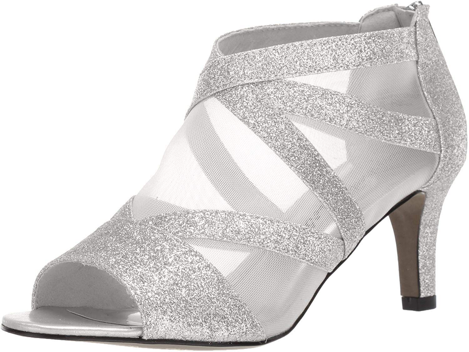 Easy Street Womens Dazzle Laceless Peep Toe Heels