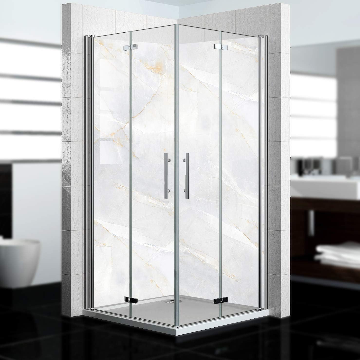 Dedeco Alu Duschrückwand Wasserfall Design - Fliesenersatz 2x 90x200cm Made Germany