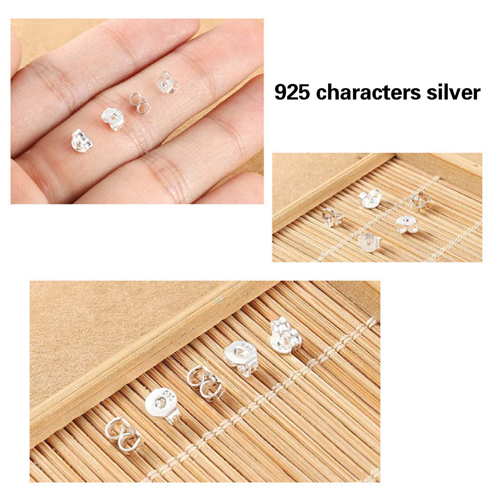 5 Paia Di Chiusure A Farfalla In Vero Argento Sterling Per Orecchini A Perno. Si Adatta Alla Maggior Parte Degli Orecchini A Bottone Di Dimensioni Standard. Viene Fornito In Una Confezione Regalo - Foto 7