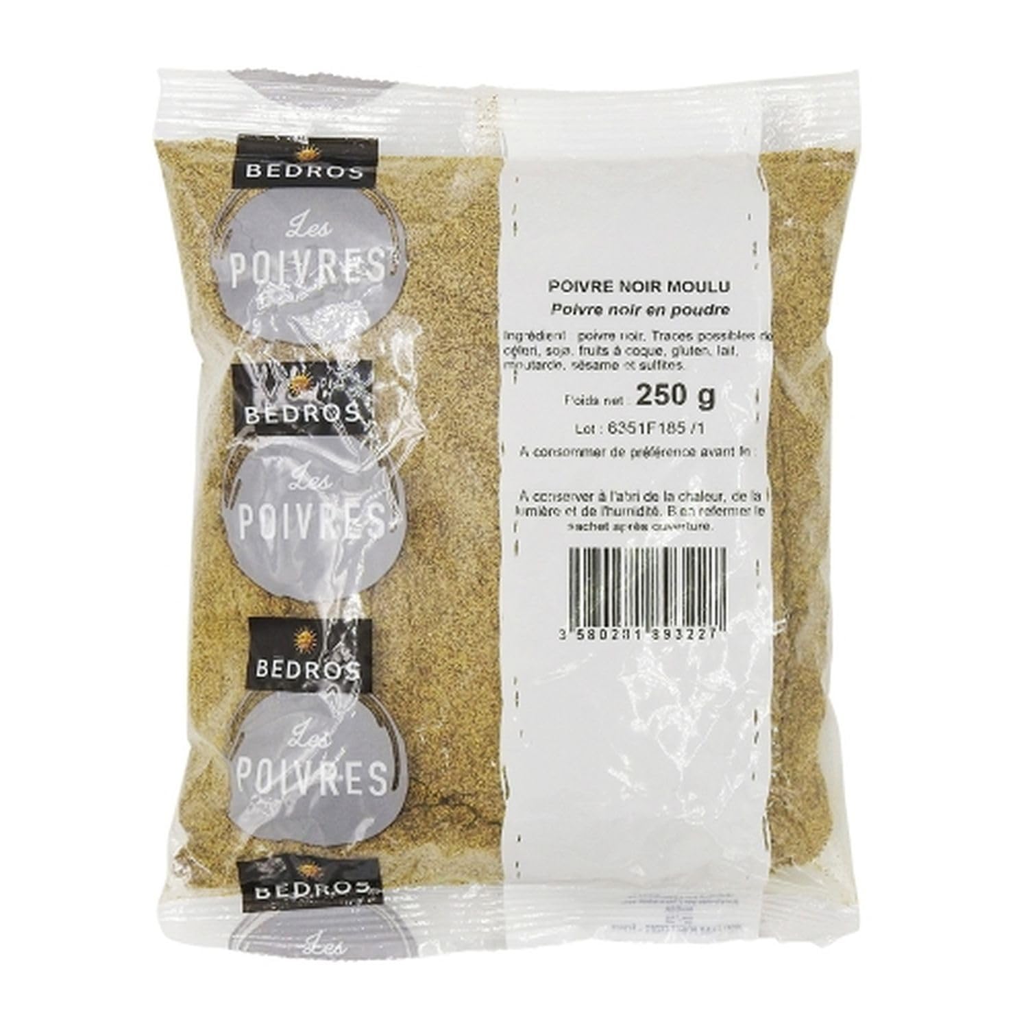 Lot 12x Poivre noir moulu - Paquet 250g