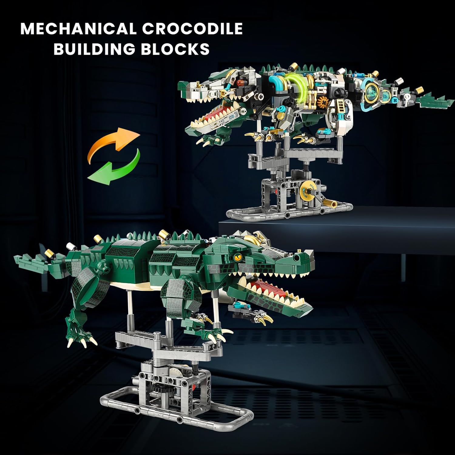 Ideas Mechanical Crocodile Building Set - Alligator Animal Toy with Display Stand and Light, Compatible with Lego Dinosaur, STEM Gift for Adults & Teens Boys Ages 14+ (996 PCS)