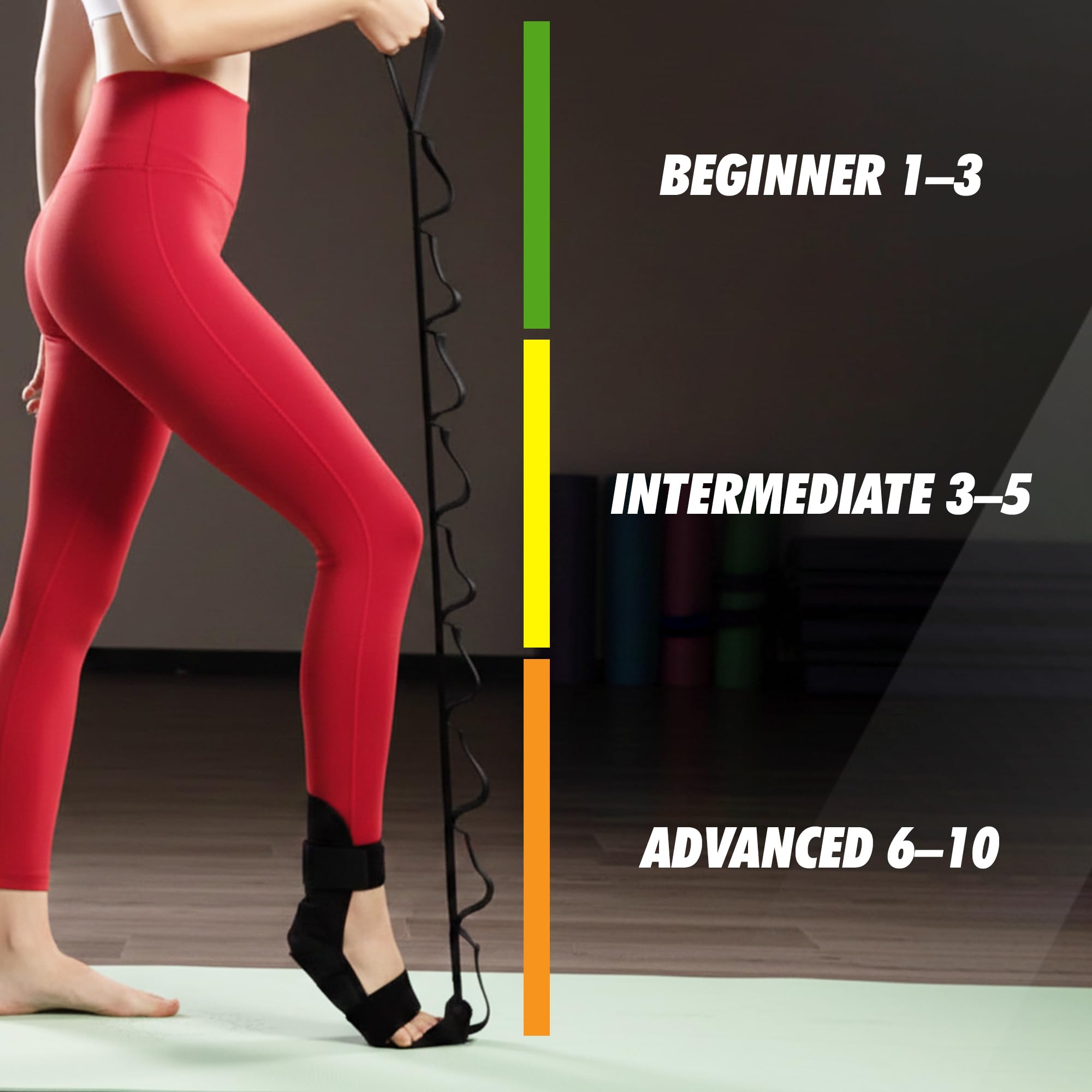 Cintura di Allungamento con 10 Ganci Regolabili – Cinghia Yoga per Stretching Gambe e Riabilitazione – Fascia Elastica Fitness per Balletto, Pilates, Ginnastica e Allenamento a Casa