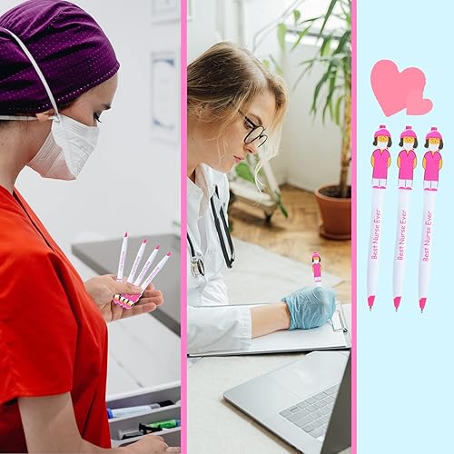 Miniatura 5 de LUTER 12 bolígrafos divertidos para enfermera, regalos de agradecimiento para médicos, enfermeras, asistente médico, enfermera, juego de bolígrafos