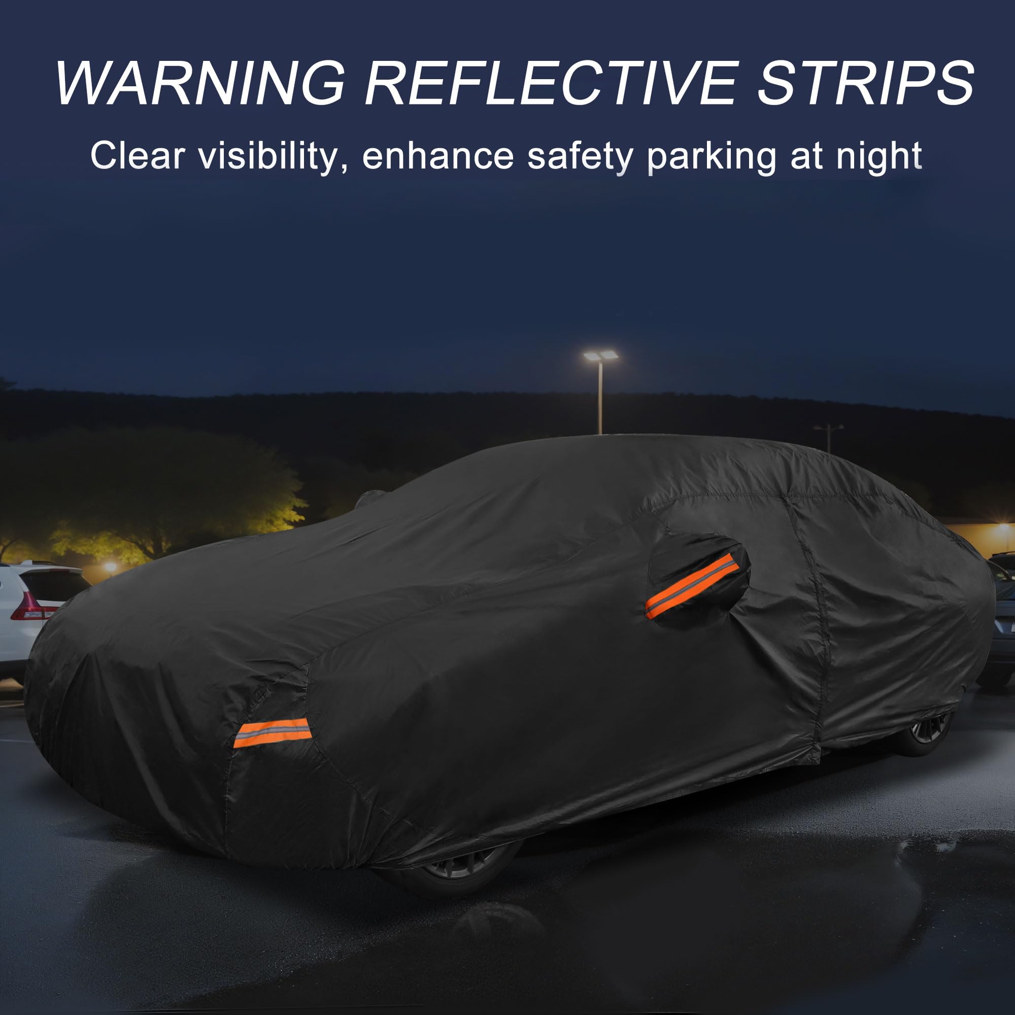 X AUTOHAUX Car Cover Outdoor Waterproof Sun Rain Snow Hail Protection with Left Side Door Zipper 210D-PU for — view 5