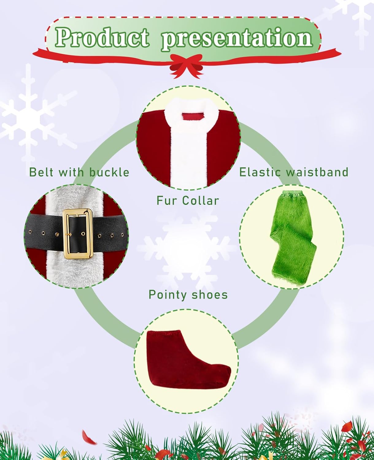 Green Santa Claus Costume for Men Furry Santa Suit Deluxe Complete Adult Santa Costume for Christmas Cosplay Holiday - Image 6