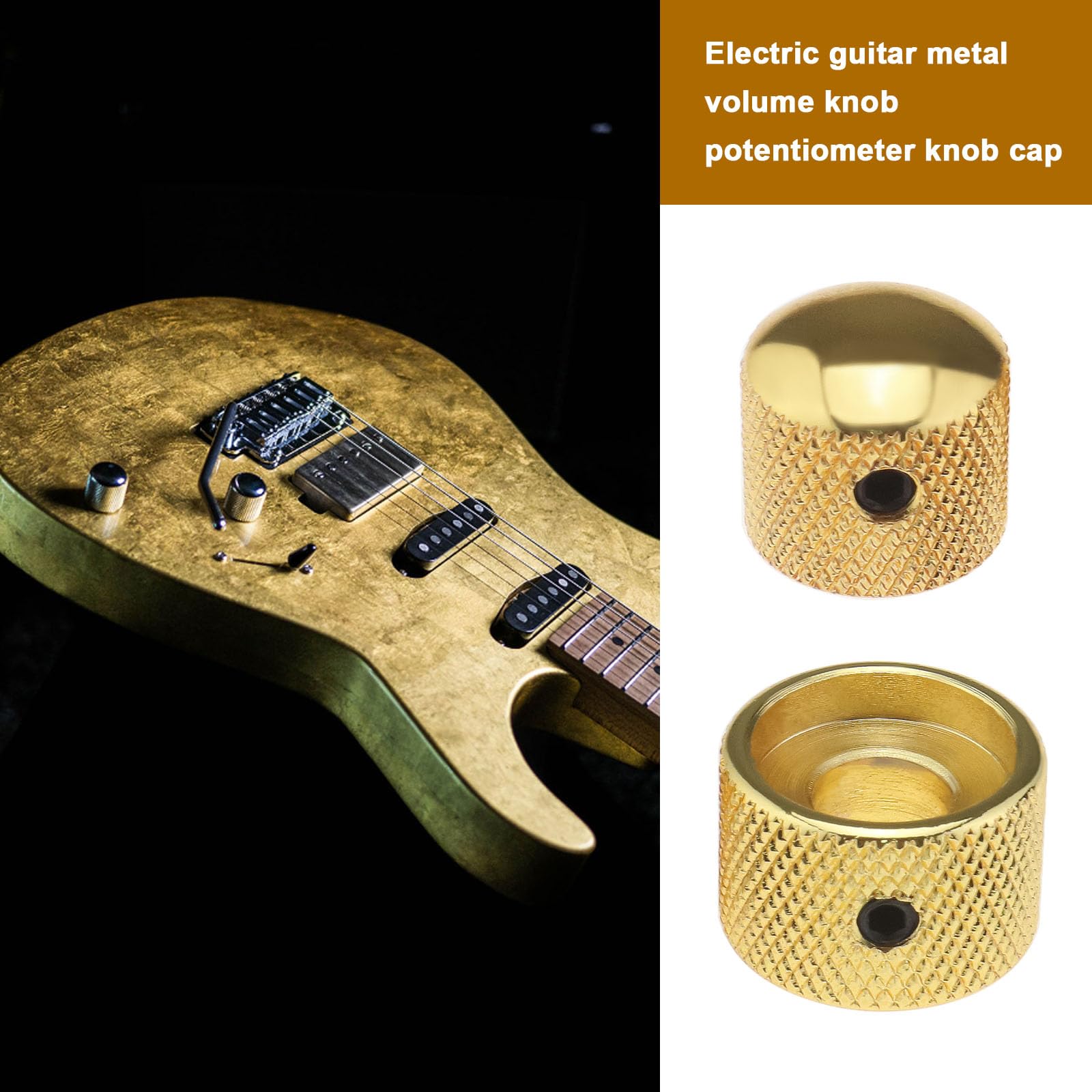The Lord of the Tools 2pcs Guitar Dual Layer Concentric Control Knobs Electric Guitar Metal Volume Knob Potentiometer Cap Guitar Double Layer Metal Knob Cap Volume Knob Cover - Image 3