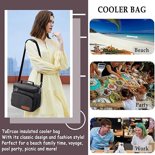 Miniatura 7 de TuErcao Bolsa térmica aislada 624 latas plegable a prueba de fugas con lados blandos para el auto, hielera portátil plegable pequeña para playa,