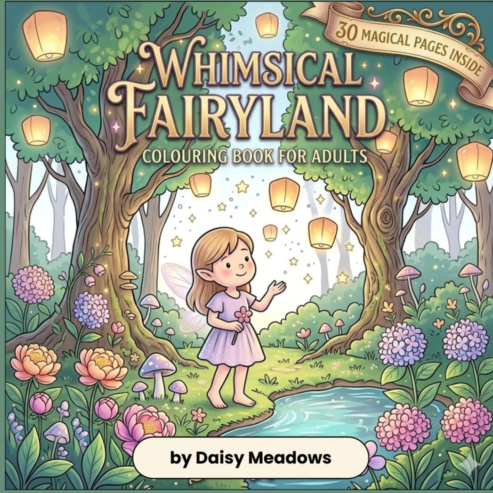 Whimsical Fairyland: A Magical Coloring Book for All Ages: 30 Cute Fairy Pages, Glowing Lanterns, and Enchanted Forest Scenes for Stress Relief and Creative Fun