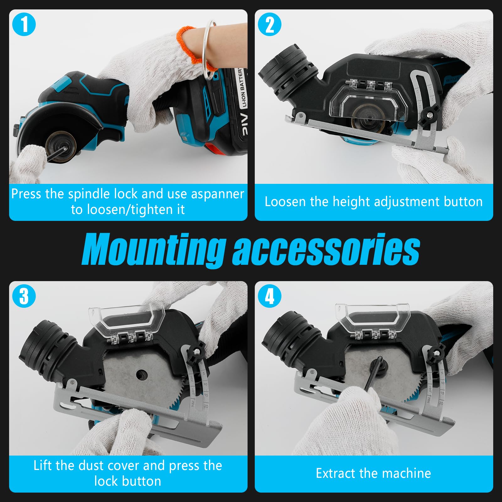 3 Zoll Akku Winkelschleifer kompatibel mit Makita 18V Akku (ohne Batterie) | 16800rpm, bürstenloser Mini-Winkelschleifer, mit Digitalanzeige, 2 Schleifscheiben, 2 Trennscheiben, Staubschutz, Handschuhe