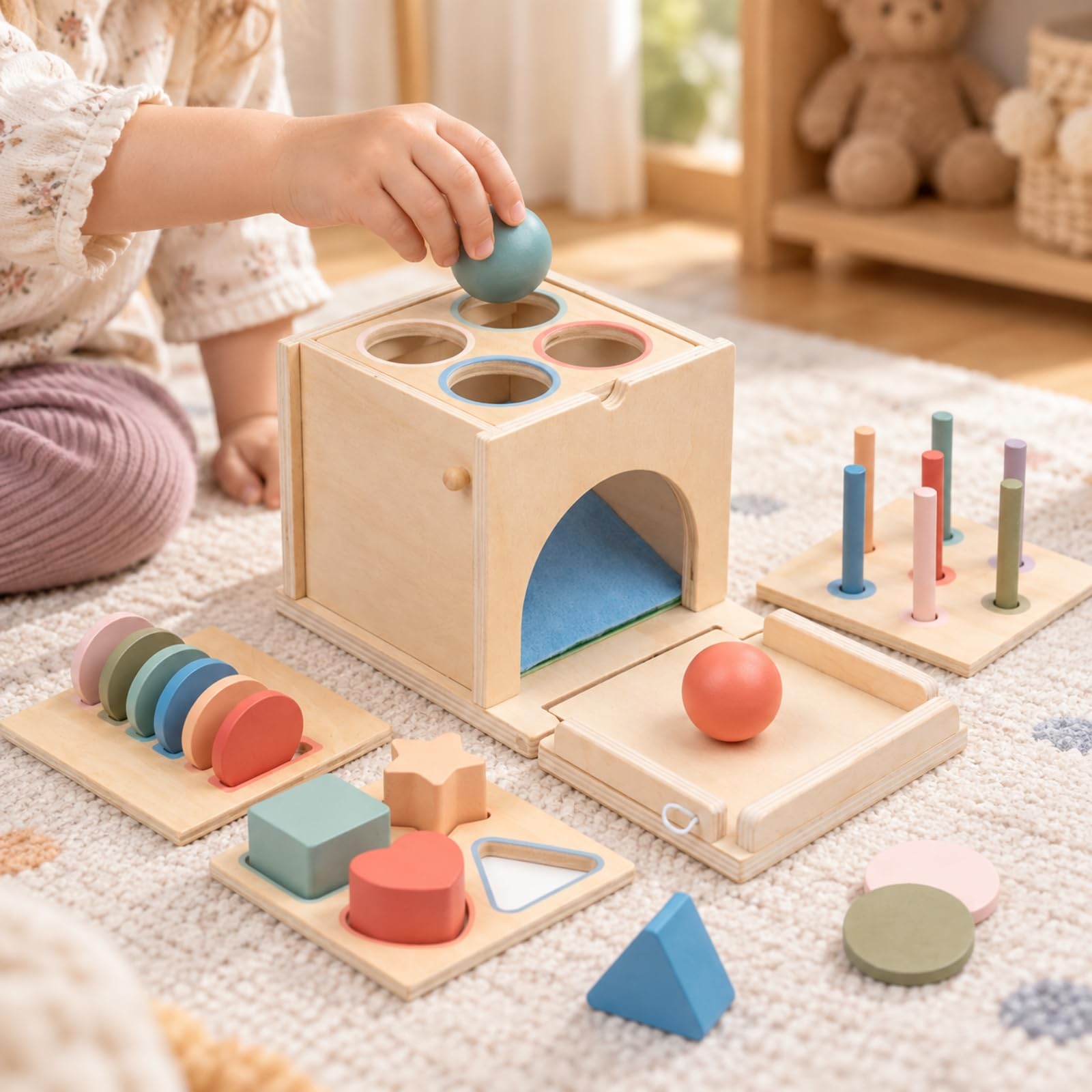 Scatola Attività 4 in Singolo l'apprendimento Precoce ideale Regalo Gioco di Motricità Fine Tavole Intercambiabili senza Schermi