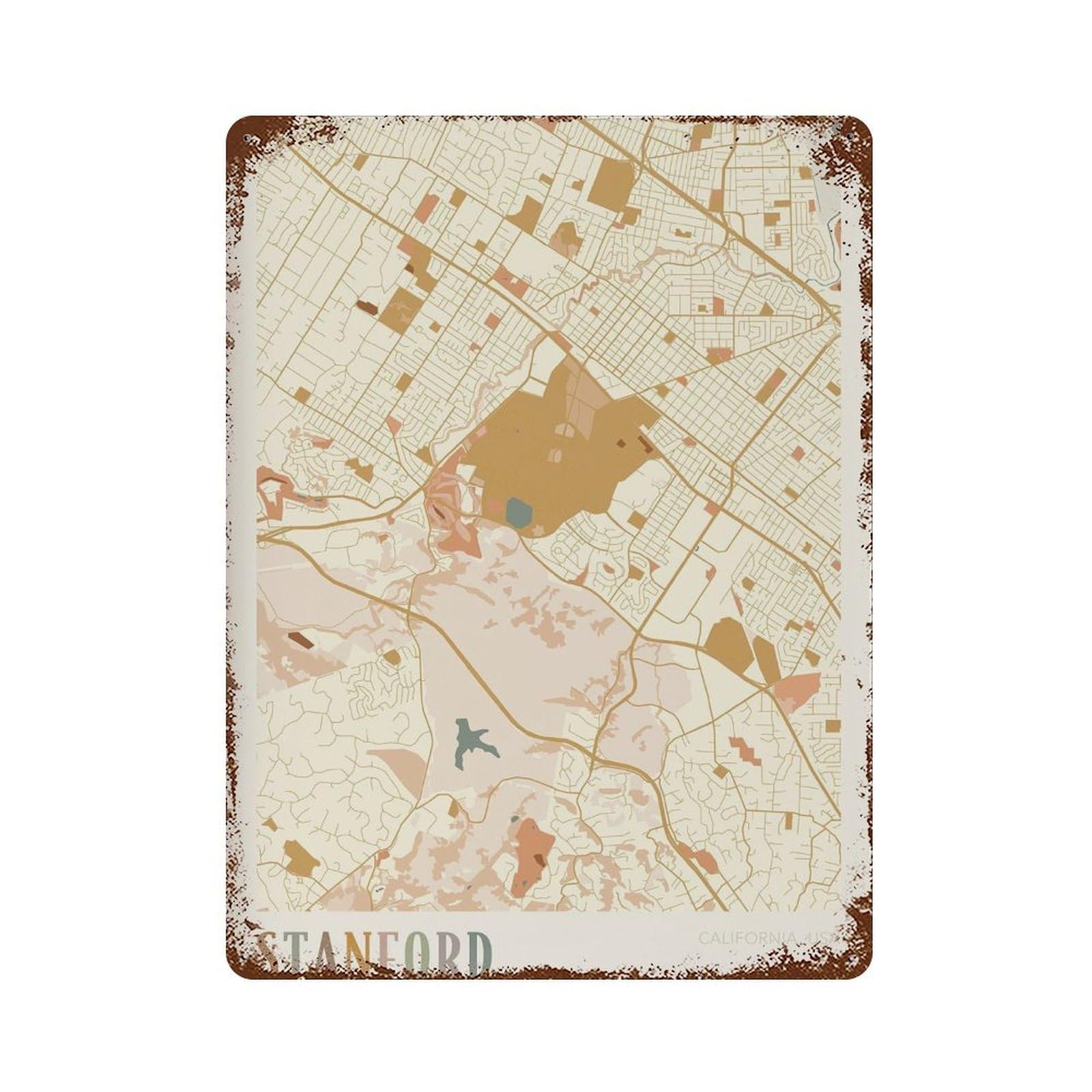 xiaoxiaoshen Stanford Map California Travel Gift Boho Office Wall Decor Art Metal Tin Poster Modern Home Decor Art Home Bar Shop Decorations Vintage Sign 40x30cm