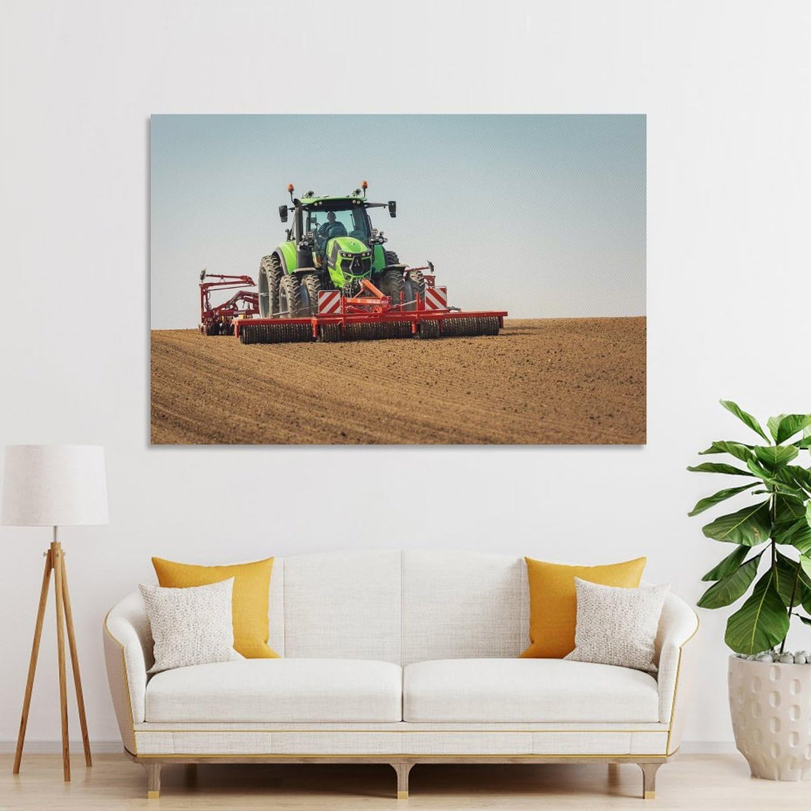 Junmoney Unframe-Style-22 Tractor With Cultivator For Farming Canvas Wall Art 12X18inch(30X45cm), For Workspace Walls, Study Corners Or Bedrooms, Wall Art That Adds Style To Work Areas