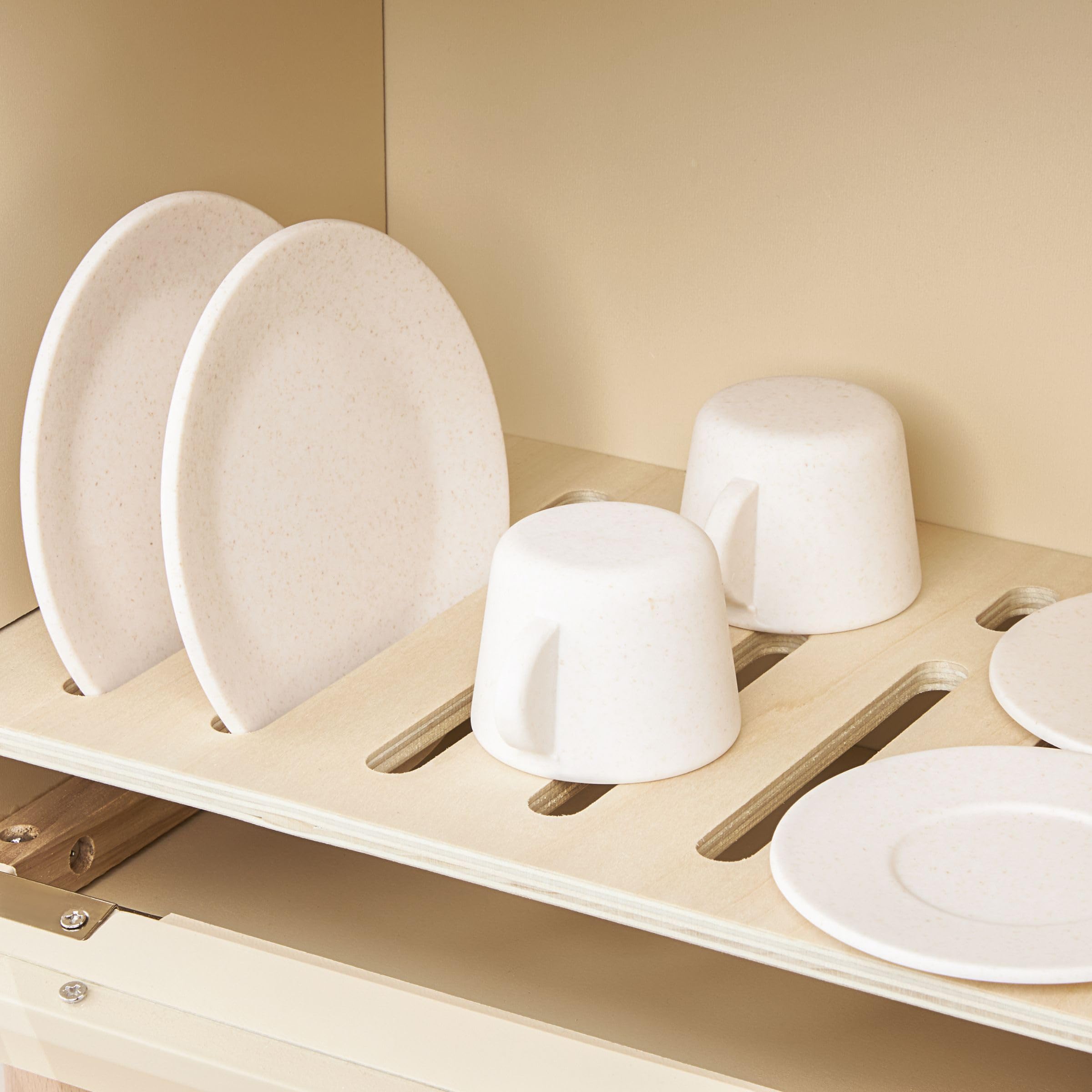 Mamabrum Lavastoviglie Giocattolo in Legno per Bambini - Cucina Giocattolo Legno con 6 Accessori Magnetici - Set Educativo da Cucina per Bambini con Pulsanti Interattivi, da 3 Anni