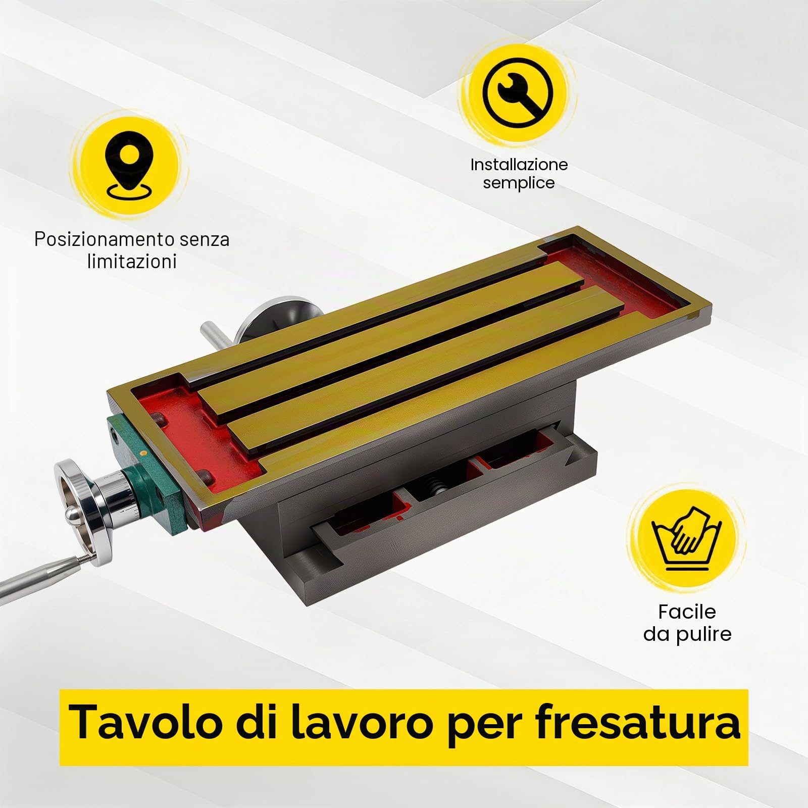 Tavolo a croce XY Tavolo per fresatura Tavolo per foratura Tavolo coordinate Tavolo da lavoro in Ghisa Rosso, Oro, Argento 27cm X 12,5cm Y