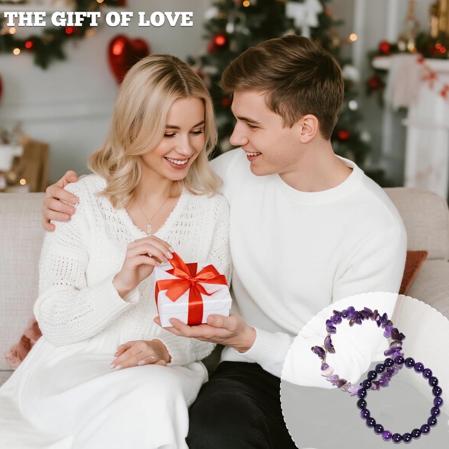 HOVEOX Crystal Bracelet for Women Butterfly Bracelet for Women Ladies Healing Beads Stone Jewelry Ladies Layered Amethyst Butterfly Crystal Jewelry Gifts - Image 7