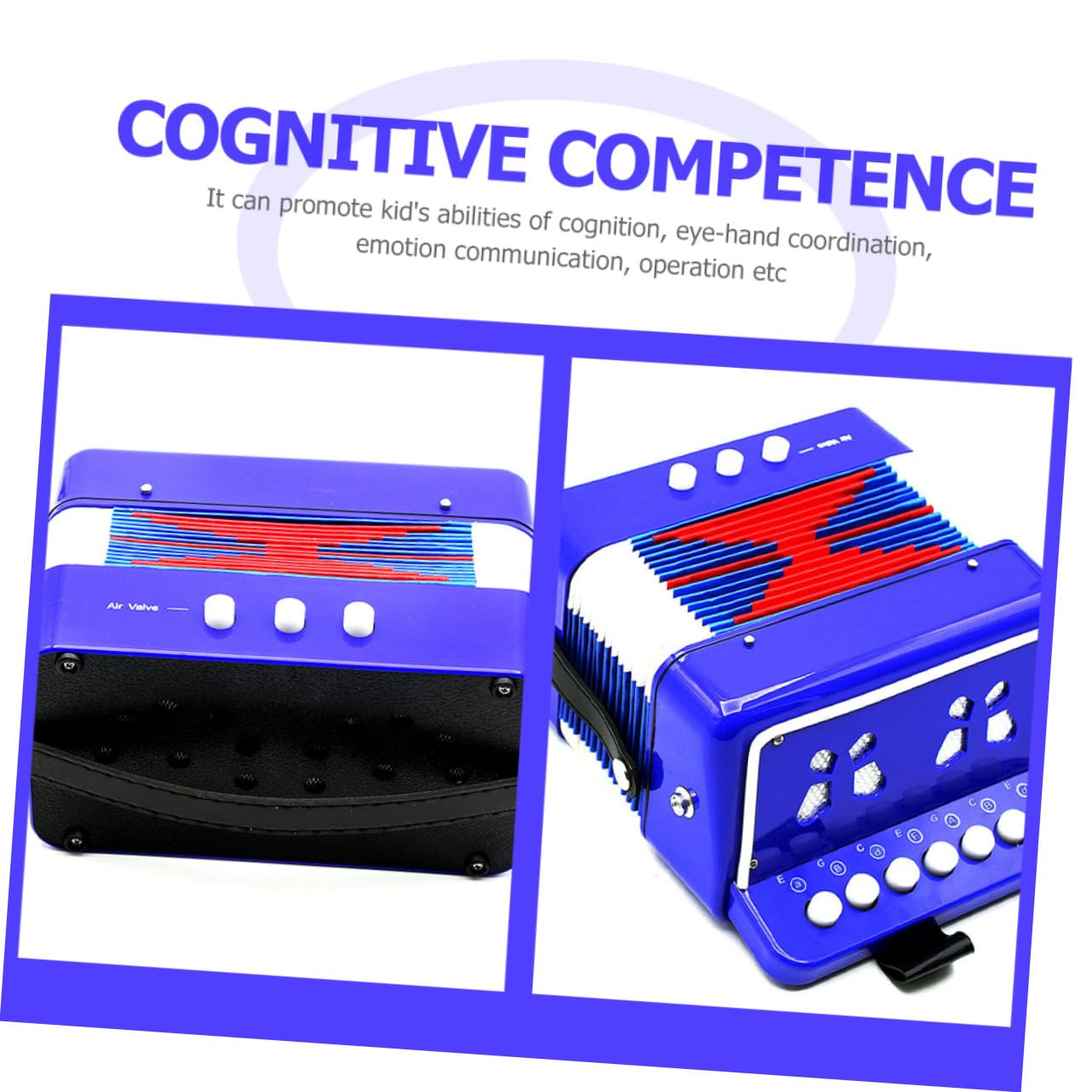 Fisarmonica per Ragazzo Ragazza Portatile Blu, Strumento Abs Educativo | Concertina Giocattolo, Adatta a Piccoli Utenti, Pratica da Trasportare, Favorisce Coordinazione Occhio-mano