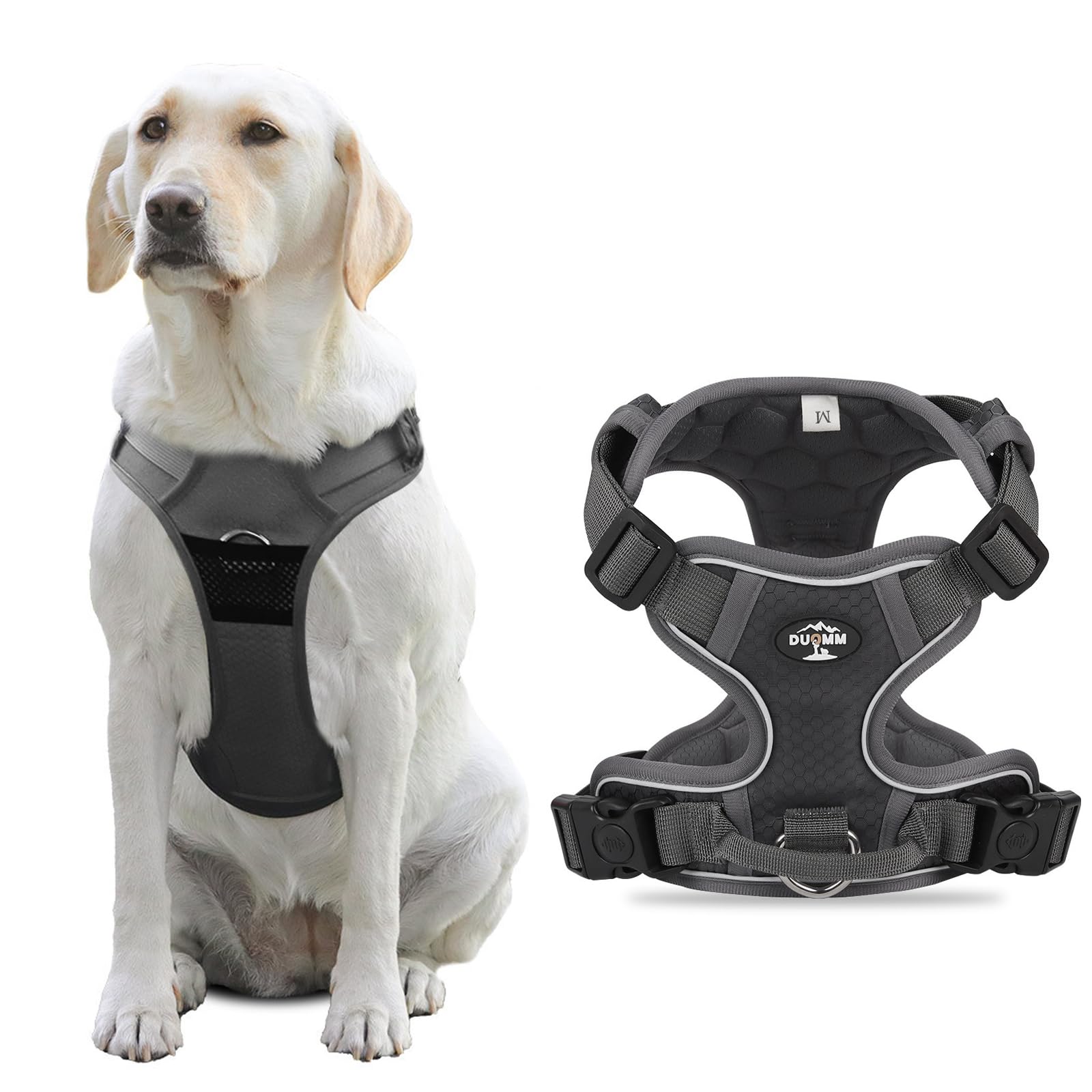 Light Up Dog Harness, Adjustable No Pull Reflective Vest with Front/Back Clips