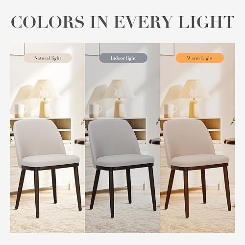 Miniatura 4 de COLAMY Juego de 4 sillas de comedor tapizadas, modernas sillas de cocina con respaldo, sillas laterales de tela con patas de madera para cocina,