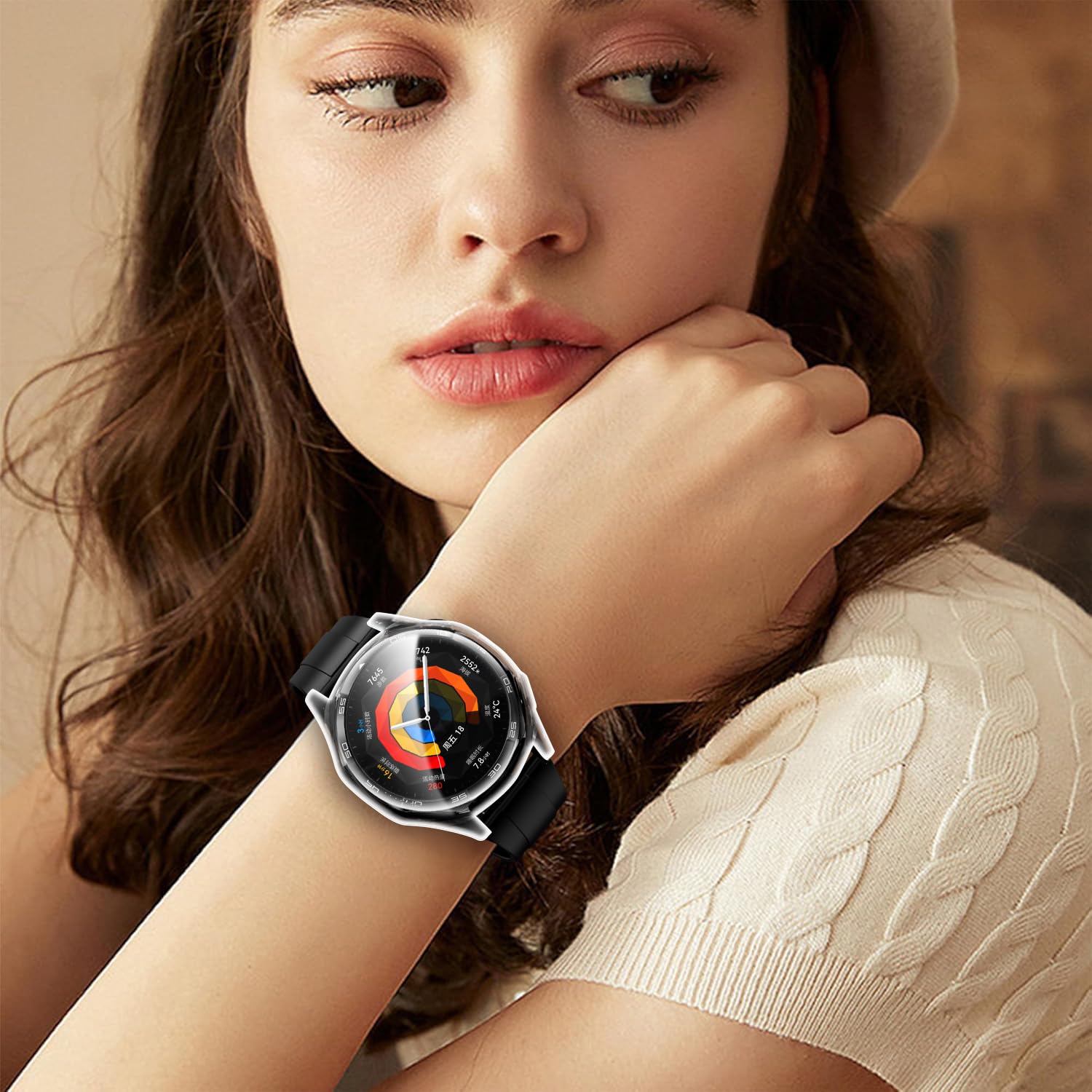 ivoler 3 sztuki etui z folią ochronną do Huawei Watch GT 5 46 mm, pełne pokrycie, odporne na uderzenia i zarysowania, ultracienkie, miękkie etui ochronne z termoplastycznego poliuretanu (TPU), 2