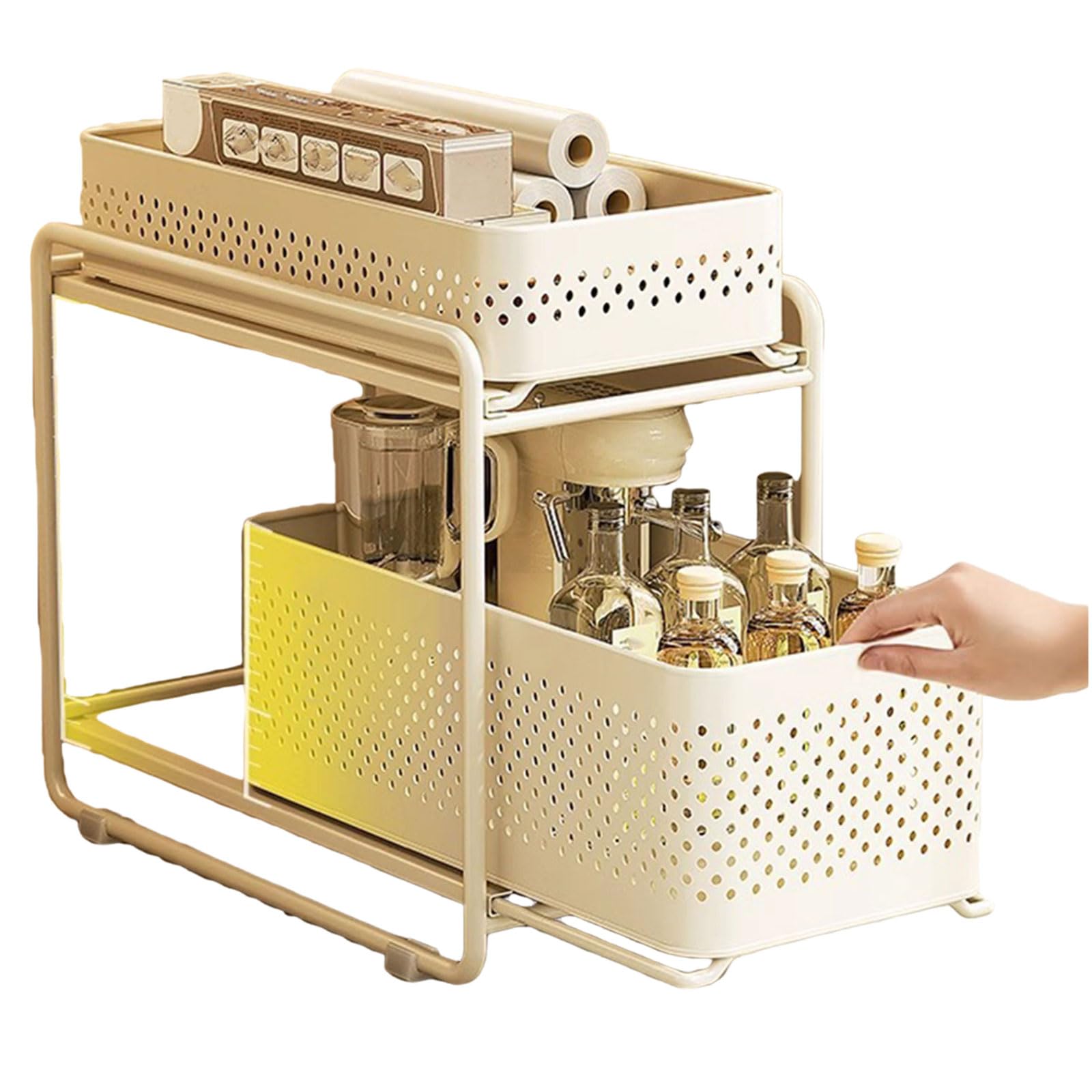 Organizador de armario extraíble de cocina de 2 niveles, ideal para baño, despensa y lavadero
