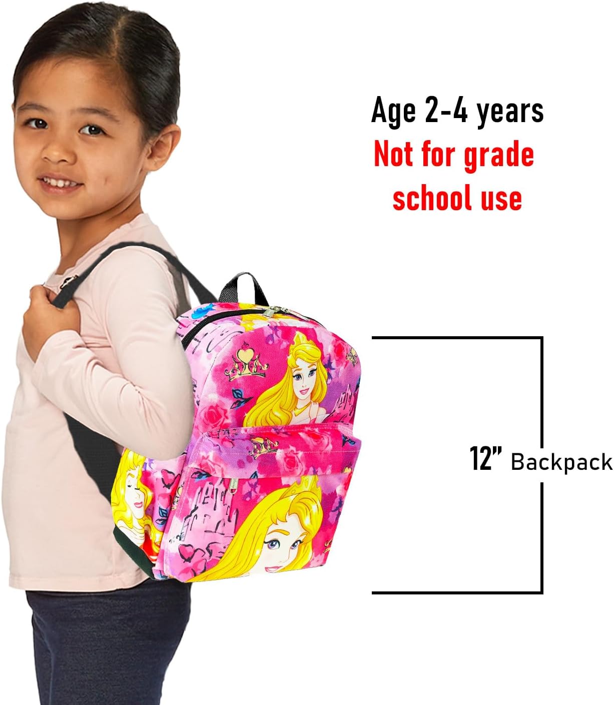 Sleeping Beauty Mini Backpack - Bundle of 12” Princess Aurora School Backpack with Front Pocket Plus Button | Disney Mini Bag for Girls, Women, Teens