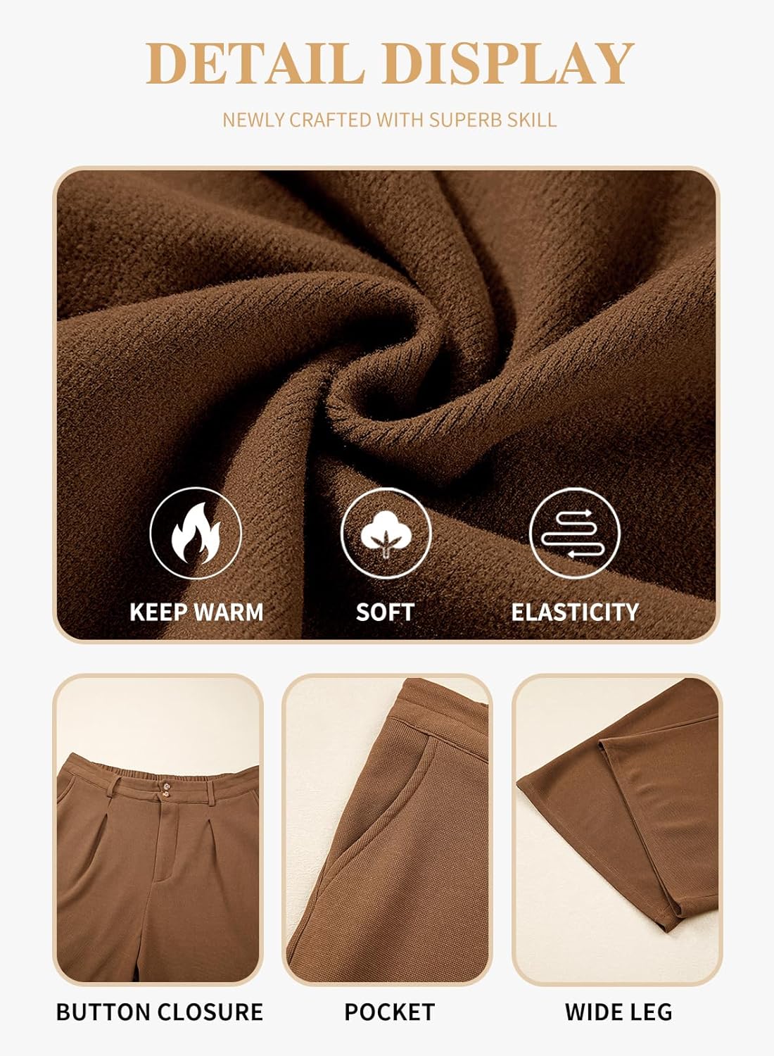 Eytino Womens Plus Size Wide Leg Pants Elastic High Waisted Casual Work Pants Lounge Trousers with Pockets (1X-5X) - Image 5