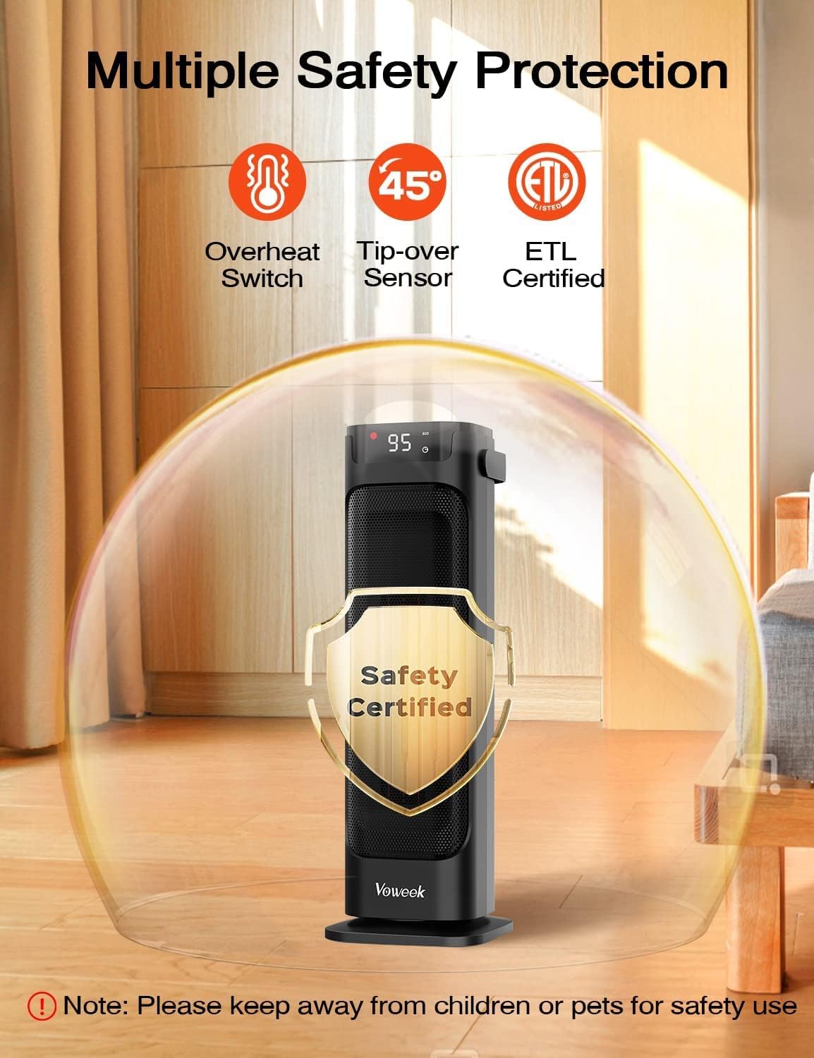 Space Heater, Voweek 1500W PTC Ceramic Heater with Remote, Thermostat, 3 Modes, 12H Timer, Oscillation, Overheat & Tip-Over Protection, Portable Electric Heater for Bedroom Home Office Indoor Use : Office Products