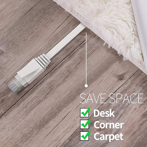 Miniatura 8 de Jaremite - Cable Ethernet de 50 pies cable Ethernet Cat 6 cable LAN de red Cat6 de 50 pies para módem enrutador PS4 Xbox plano blanco