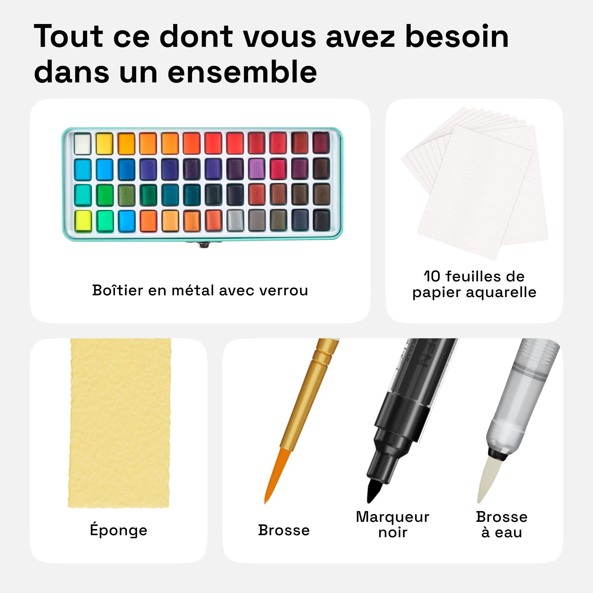 ZITFRI 100 COULEURS Peinture Aquarelle Palette Professionnelle Boîte d